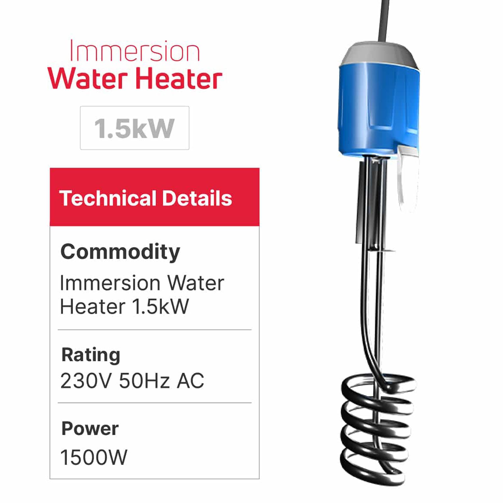 zunpulse ZunVolt 1500W Immersion Rod with Automatic Temperature Control (ISI Marked, Blue)_4