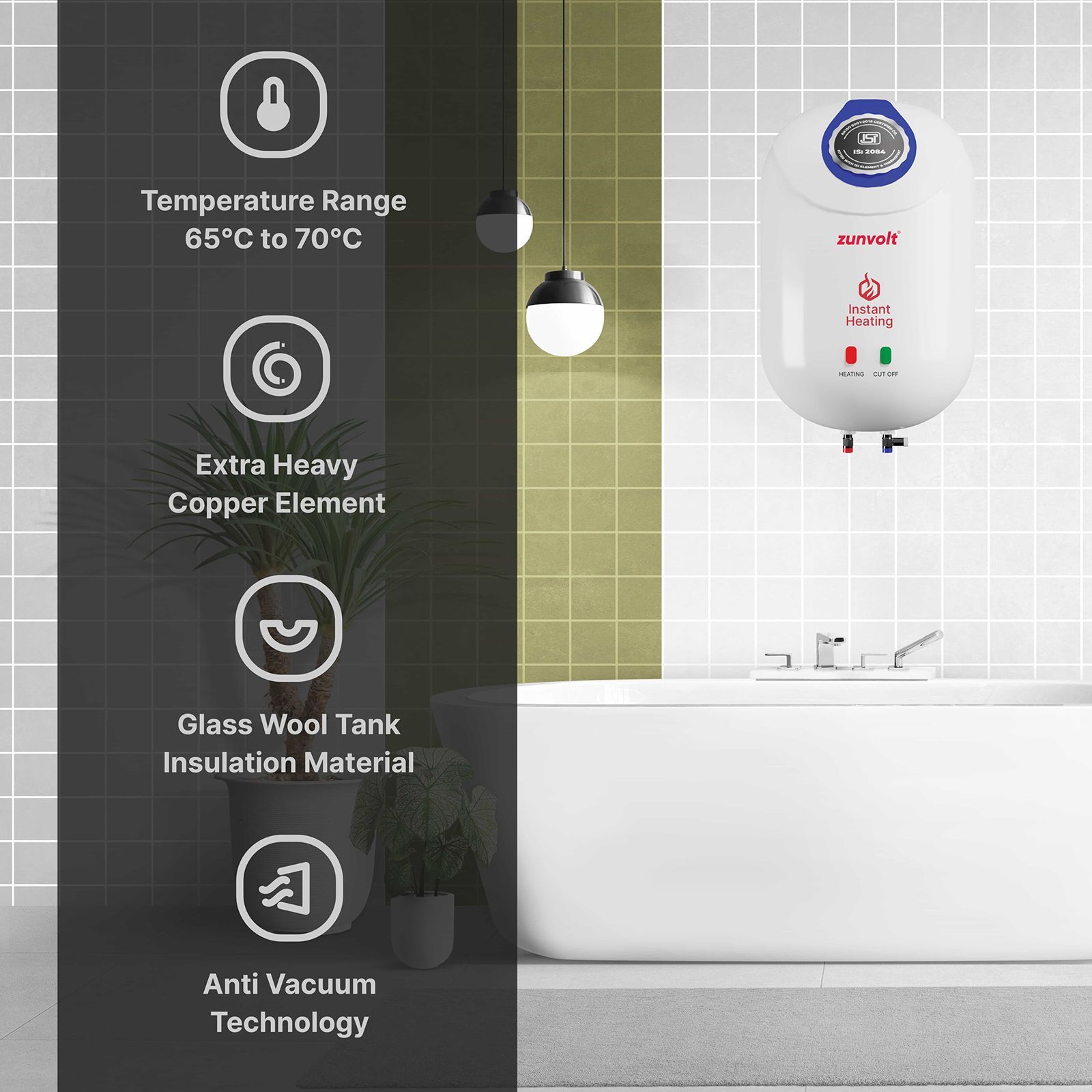 zunvolt 3 Litres Instant Water Geyser (3000 Watts, Geyser-3L, White) zunvolt 3 Litres Instant Water Geyser (3000 Watts, Geyser-3L, White)_7