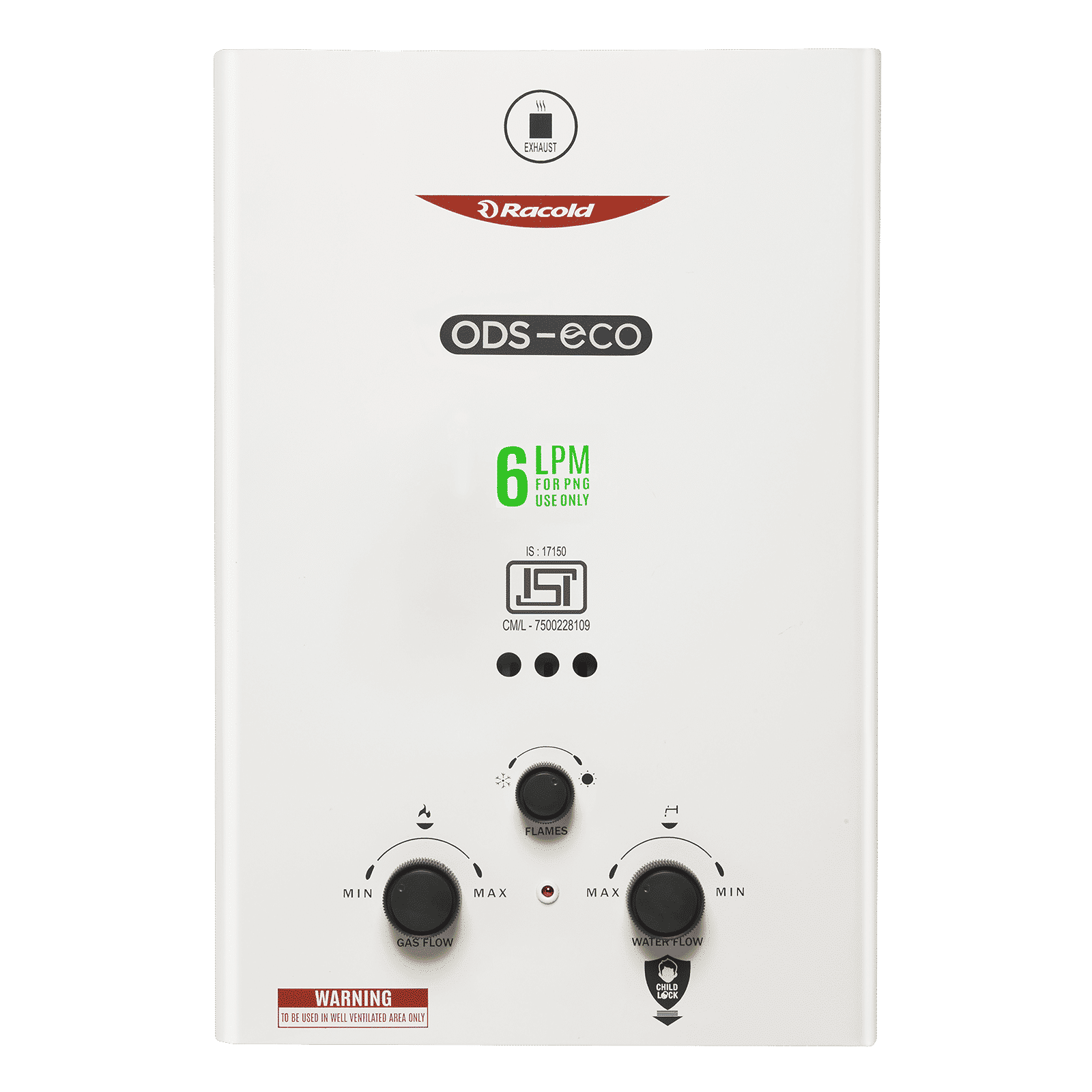 Racold PNG ODS-ECO 6 Litre Vertical Instant Geyser with Oxygen Depleting Sensor (White)_1