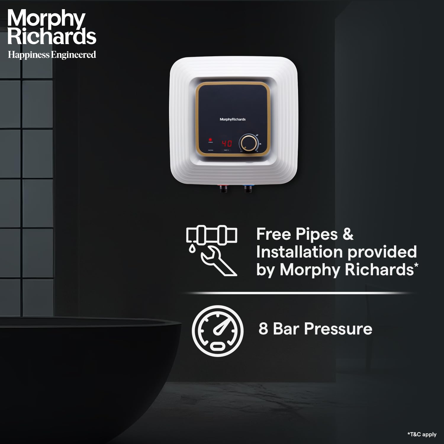 morphy richards Kube 10 Litres 5 Star Vertical Storage Water Geyser with Copper Heating Element (White and Grey)_9