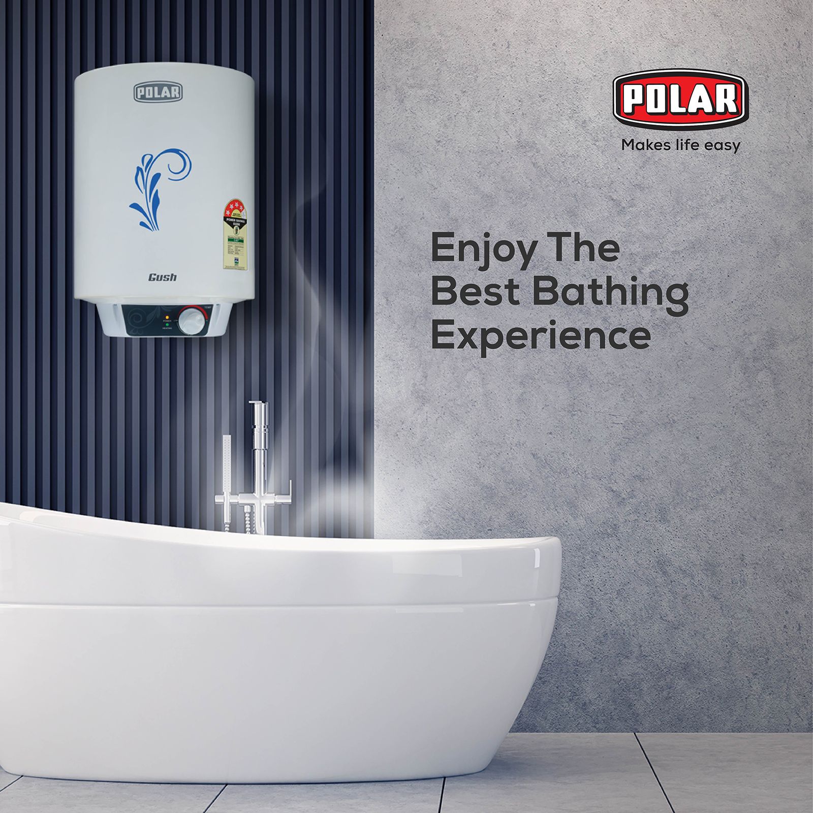 POLAR Gush 15 Litres 4 Star Vertical Storage Water Geyser with Whirlflow Technology (White)_5