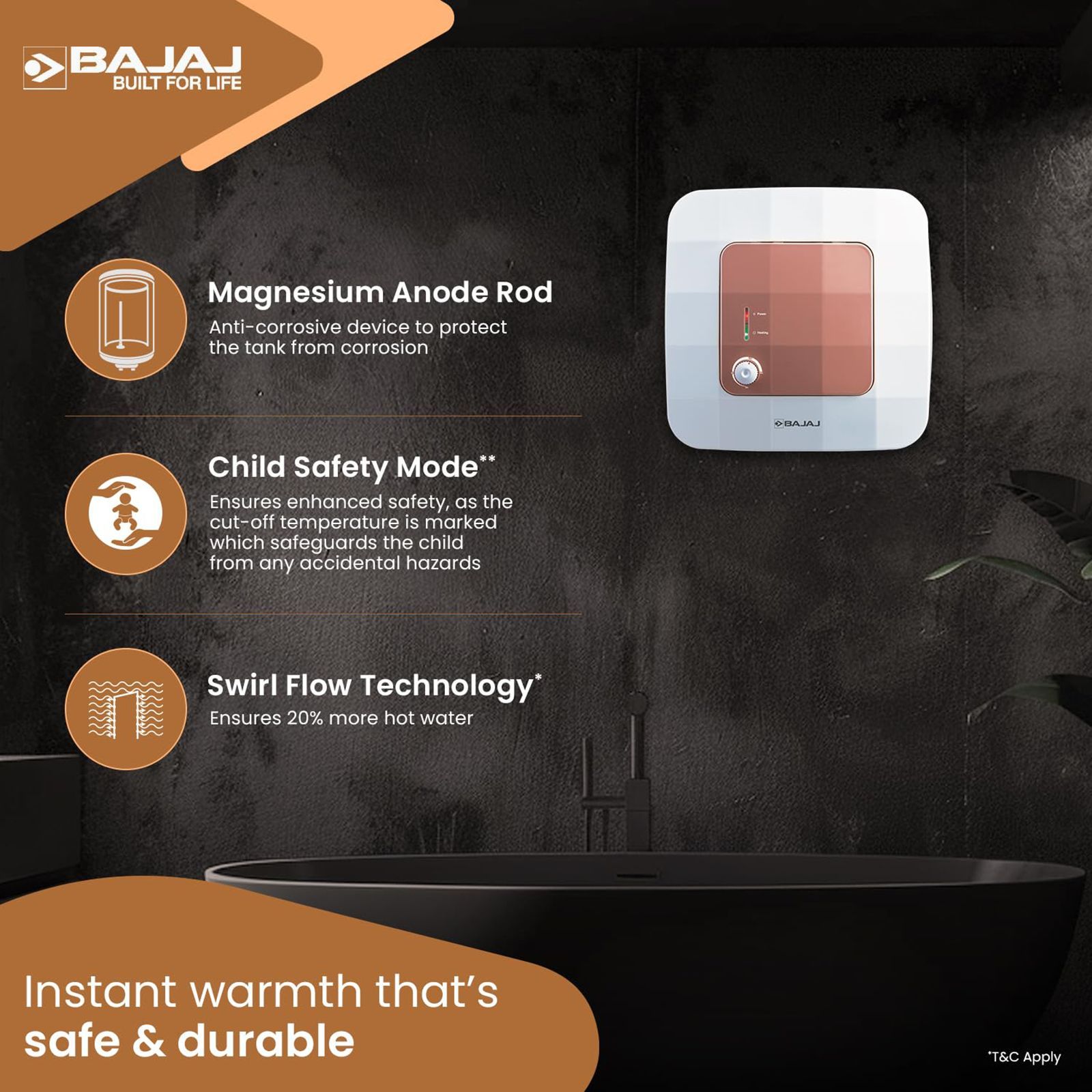 BAJAJ Maestro 10 Liters 5 Star Vertical Storage Water Heater with Copper Heating Element (White & Beige)_11