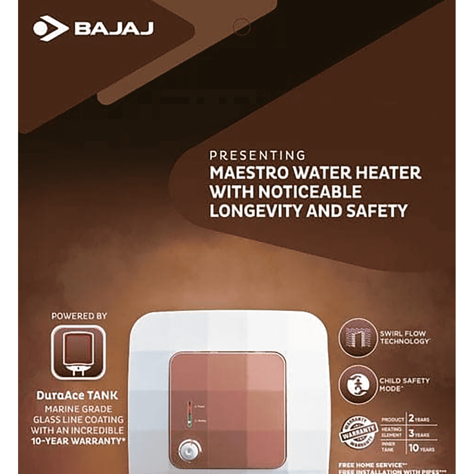 BAJAJ Maestro 10 Liters 5 Star Vertical Storage Water Heater with Copper Heating Element (White & Beige)_7