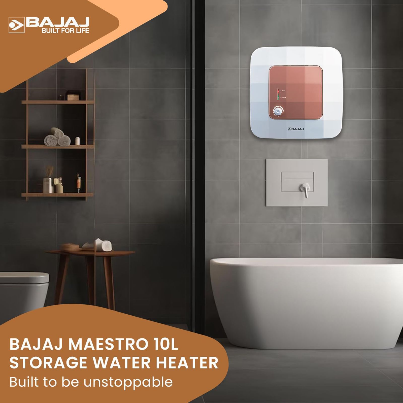BAJAJ Maestro 10 Liters 5 Star Vertical Storage Water Heater with Copper Heating Element (White & Beige)_9