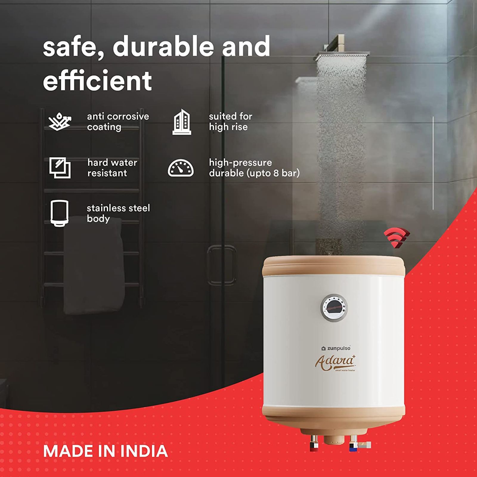 zunpulse Adara Plus 25 Litres Smart Storage Water Geyser (2000 Watts, White) zunpulse Adara Plus 25 Litres Smart Storage Water Geyser (2000 Watts, White)_11