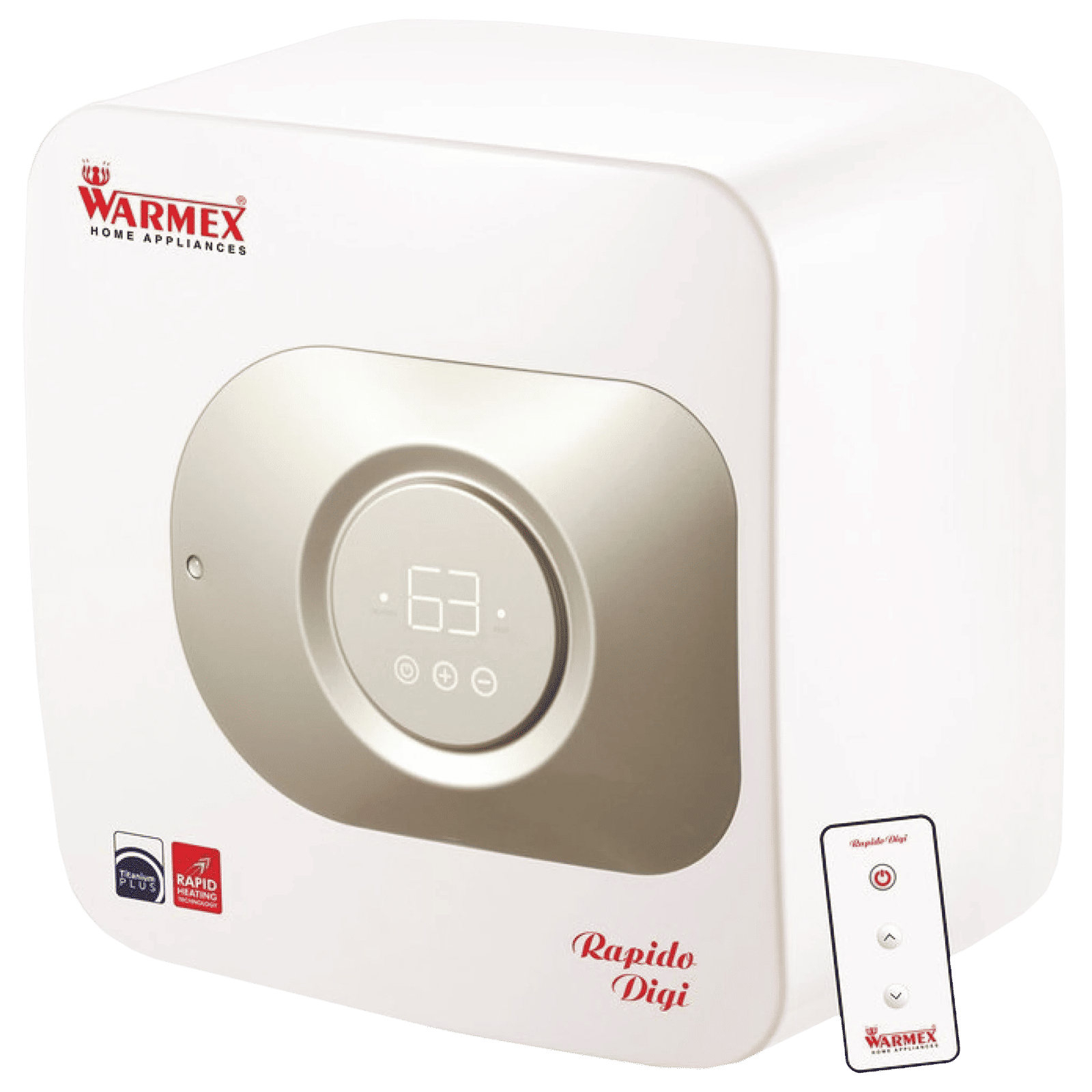 WARMEX Rapido Digi 15 Litres 5 Star Storage Water Geyser (2000 Watts, White and Golden)_1
