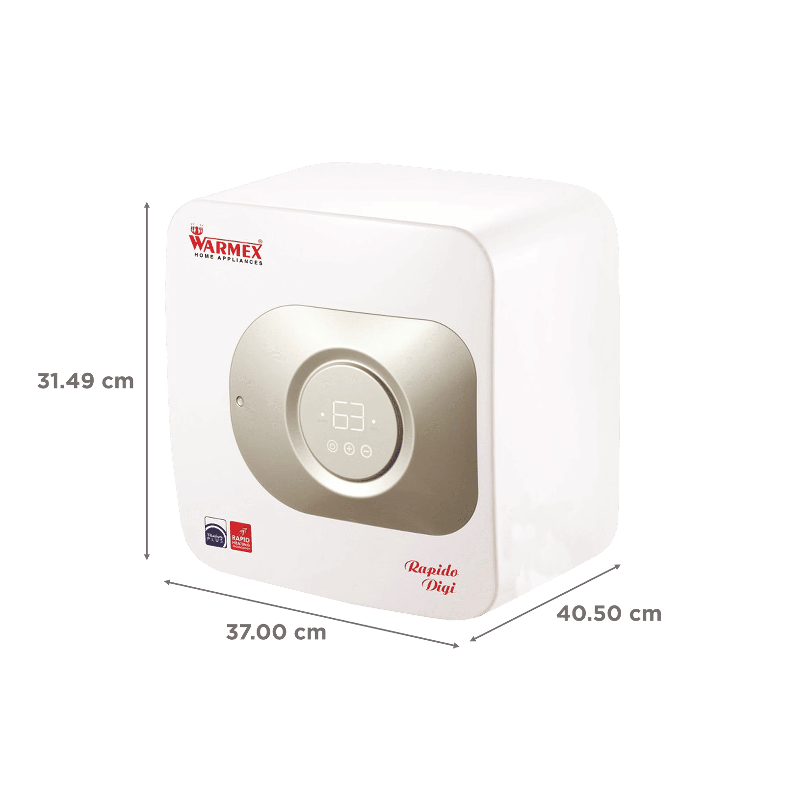 WARMEX Rapido Digi 15 Litres 5 Star Storage Water Geyser (2000 Watts, White and Golden)_2