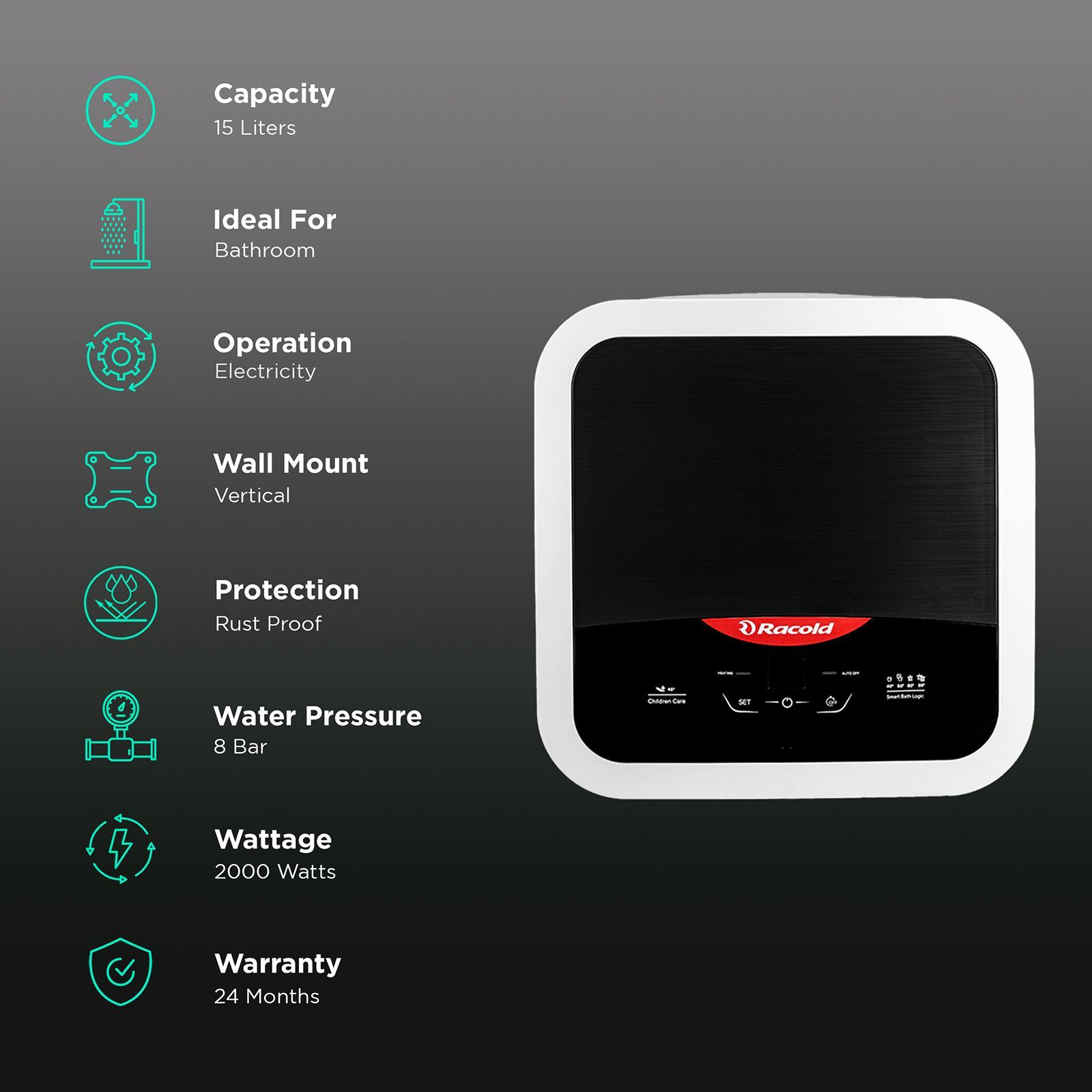 Racold Omnis DG 15 Litre 5 Star Vertical Storage Geyser with Silver lon Technology (Black) Racold Omnis DG 15 Litre 5 Star Vertical Storage Geyser with Silver lon Technology (Black)_3