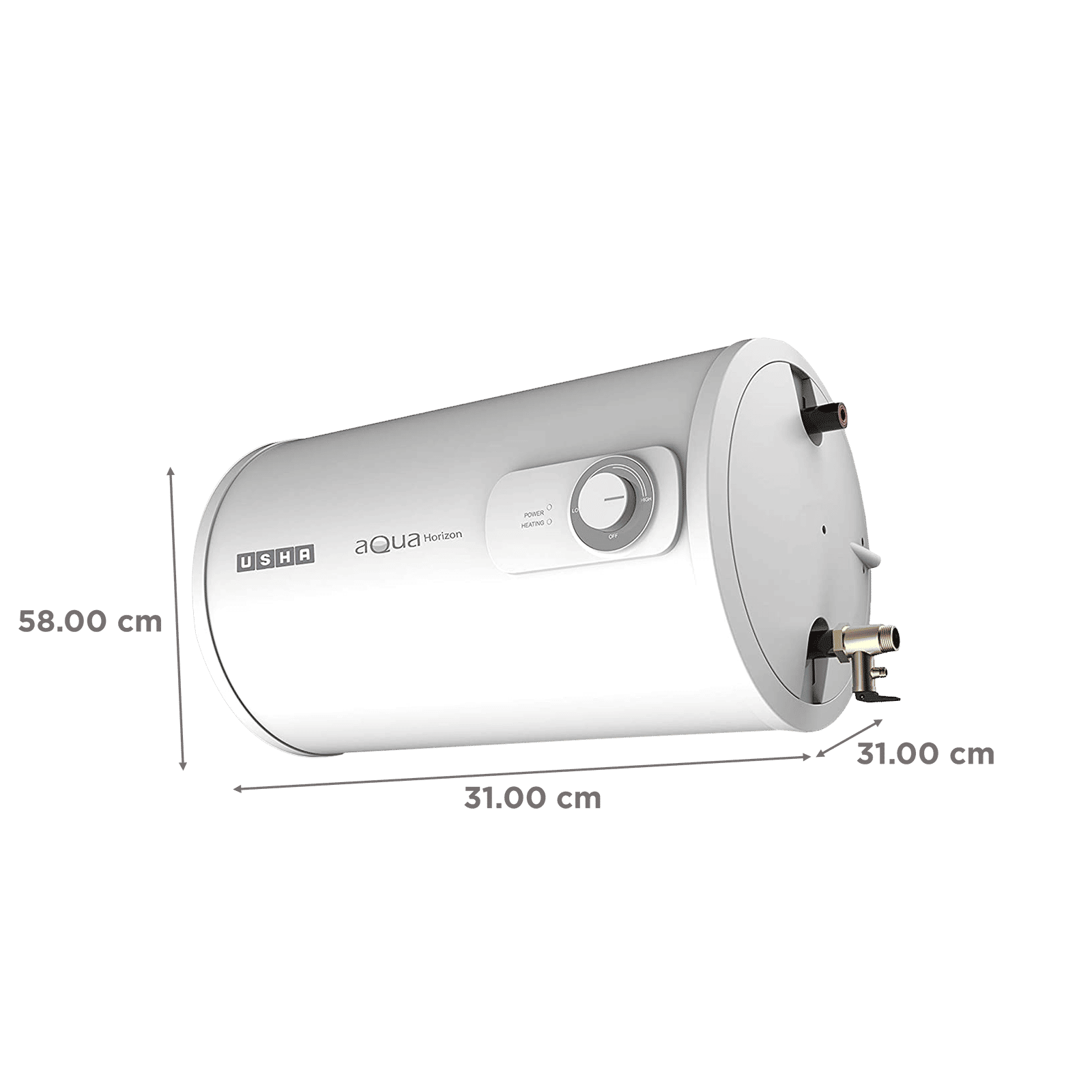 USHA Aqua Horizon 15 Litres 3 Star Horizontal Storage Water Geyser with Short-circuit Protection (White)_2