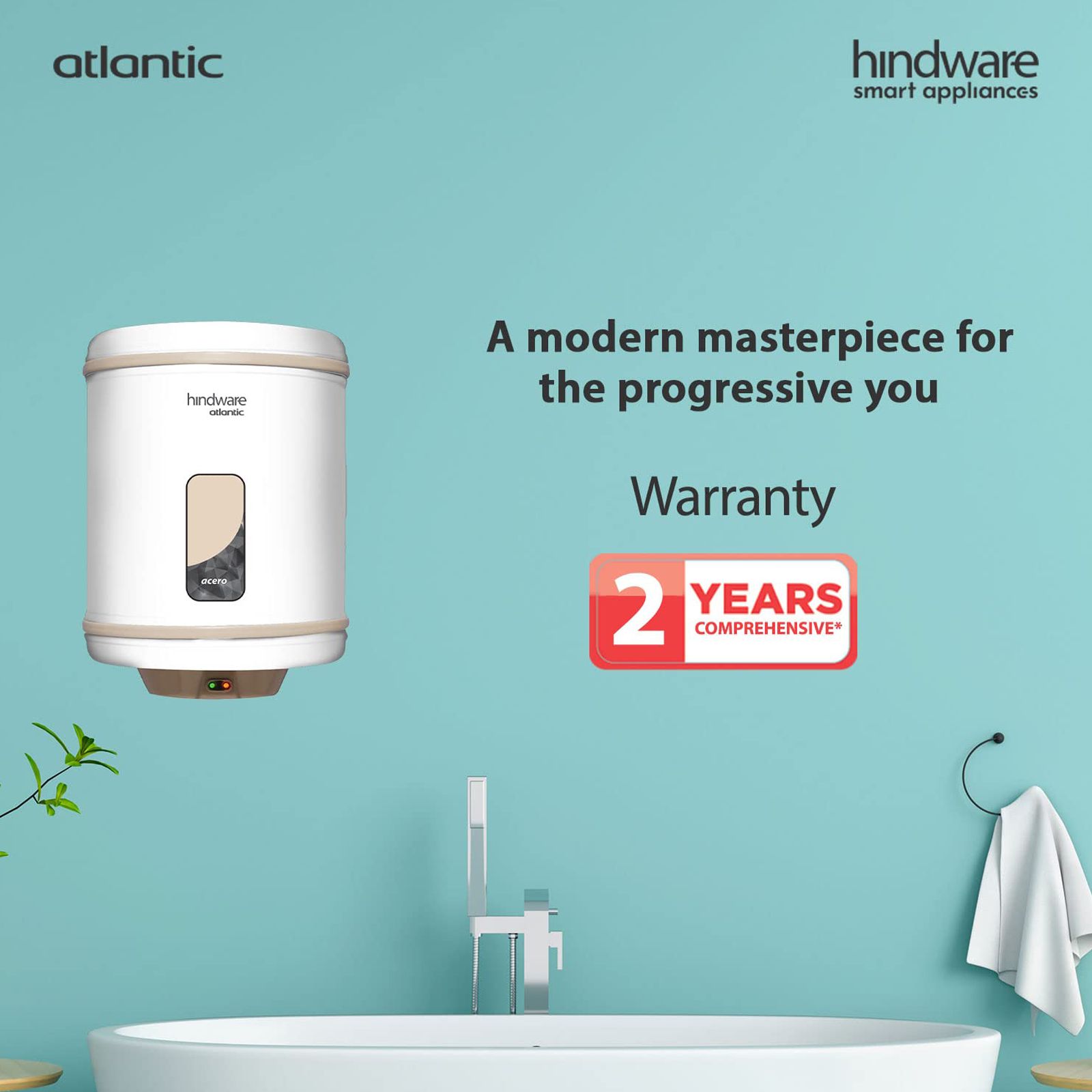 hindware Acero 15 Litres 4 Star Vertical Storage Water Geyser with Copper Heating Element (White and Grey)_8