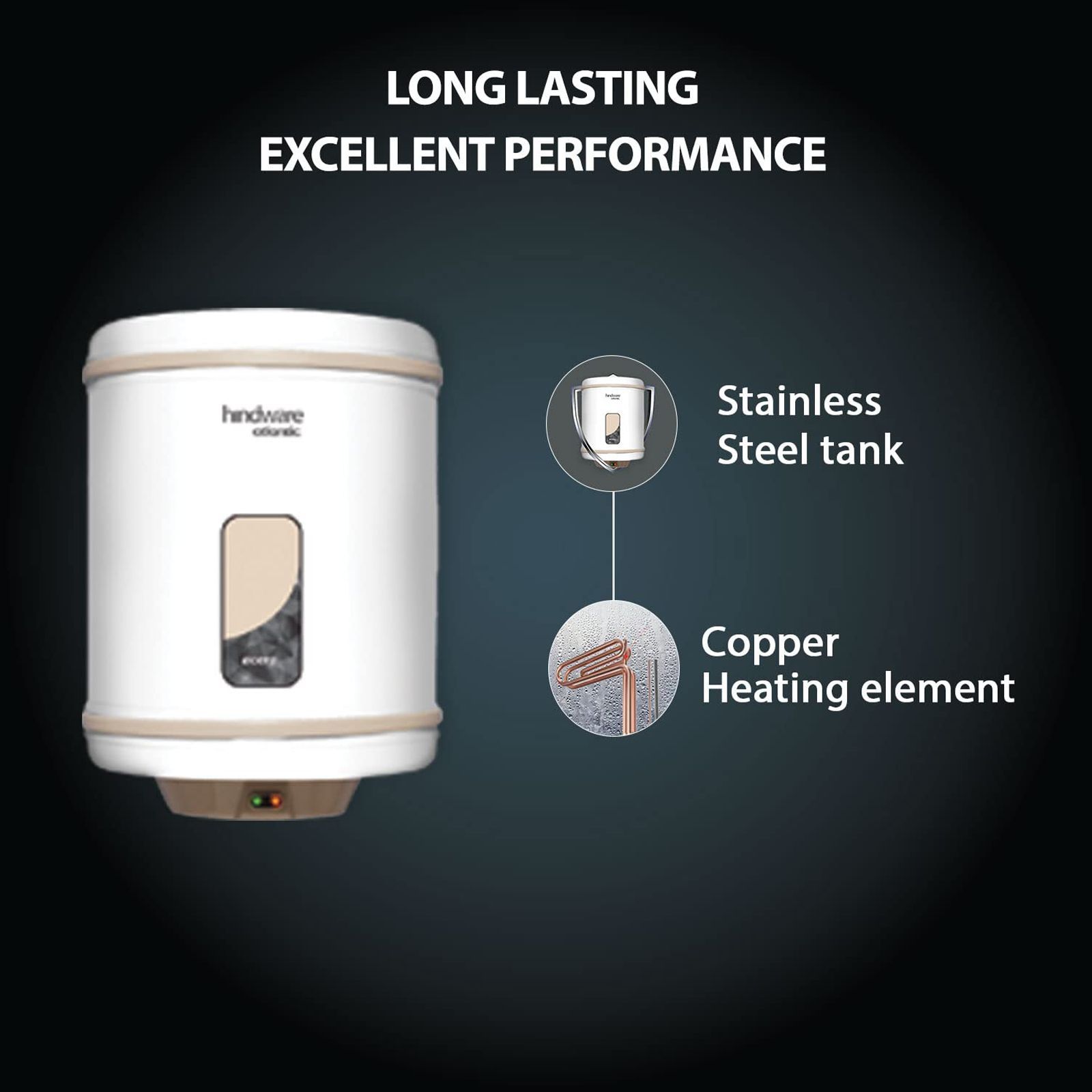 hindware Atlantic Acero 25 Litres 4 Star Vertical Storage Water Geyser with Copper Heating Element (White and Grey)_8