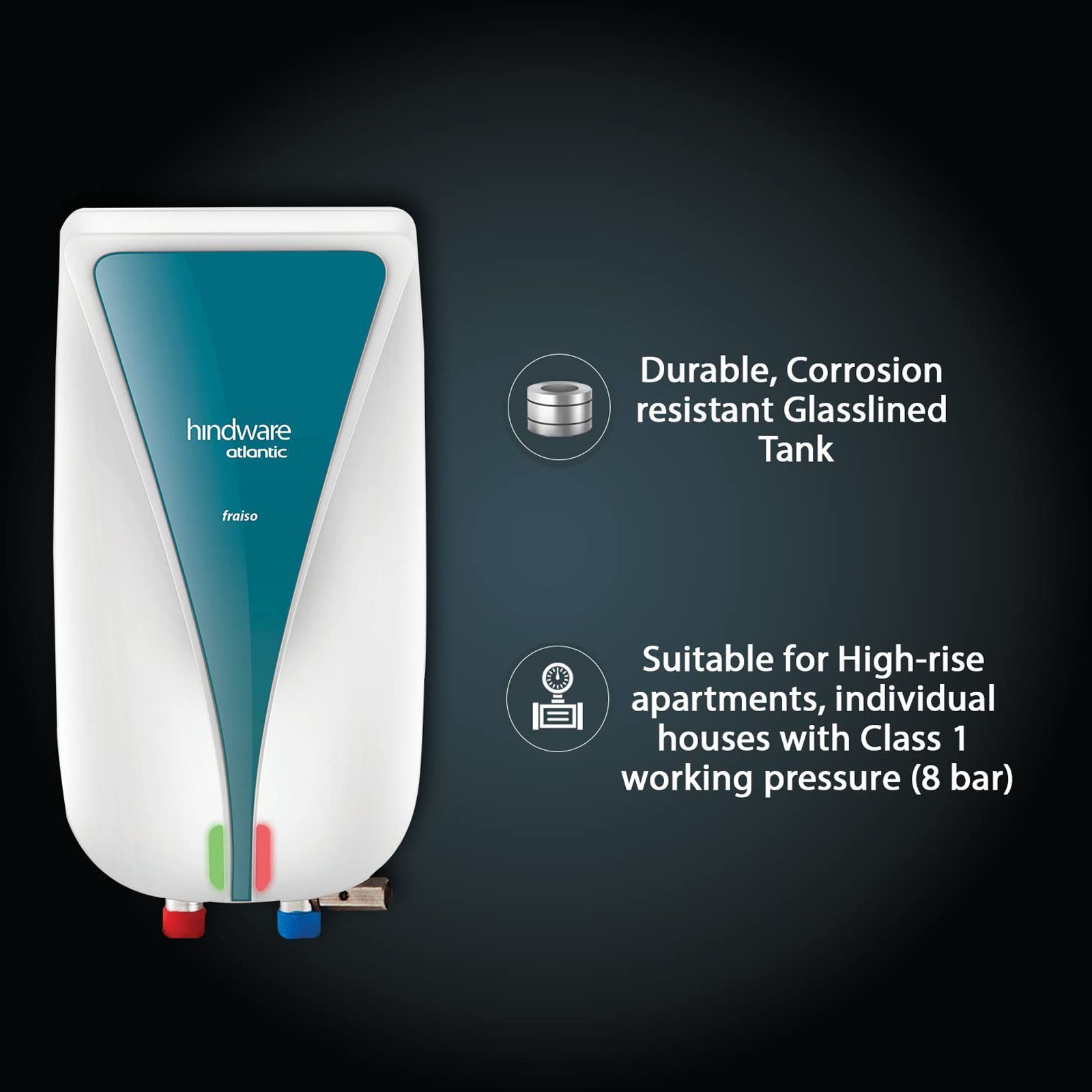 hindware Atlantic Fraiso 3 Litres Instant Water Geyser (3000 Watts, 519566, Turquoise and White)_9