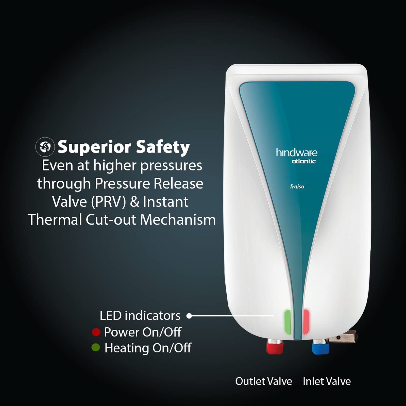 hindware Atlantic Fraiso 3 Litres Instant Water Geyser (3000 Watts, 519566, Turquoise and White)_8