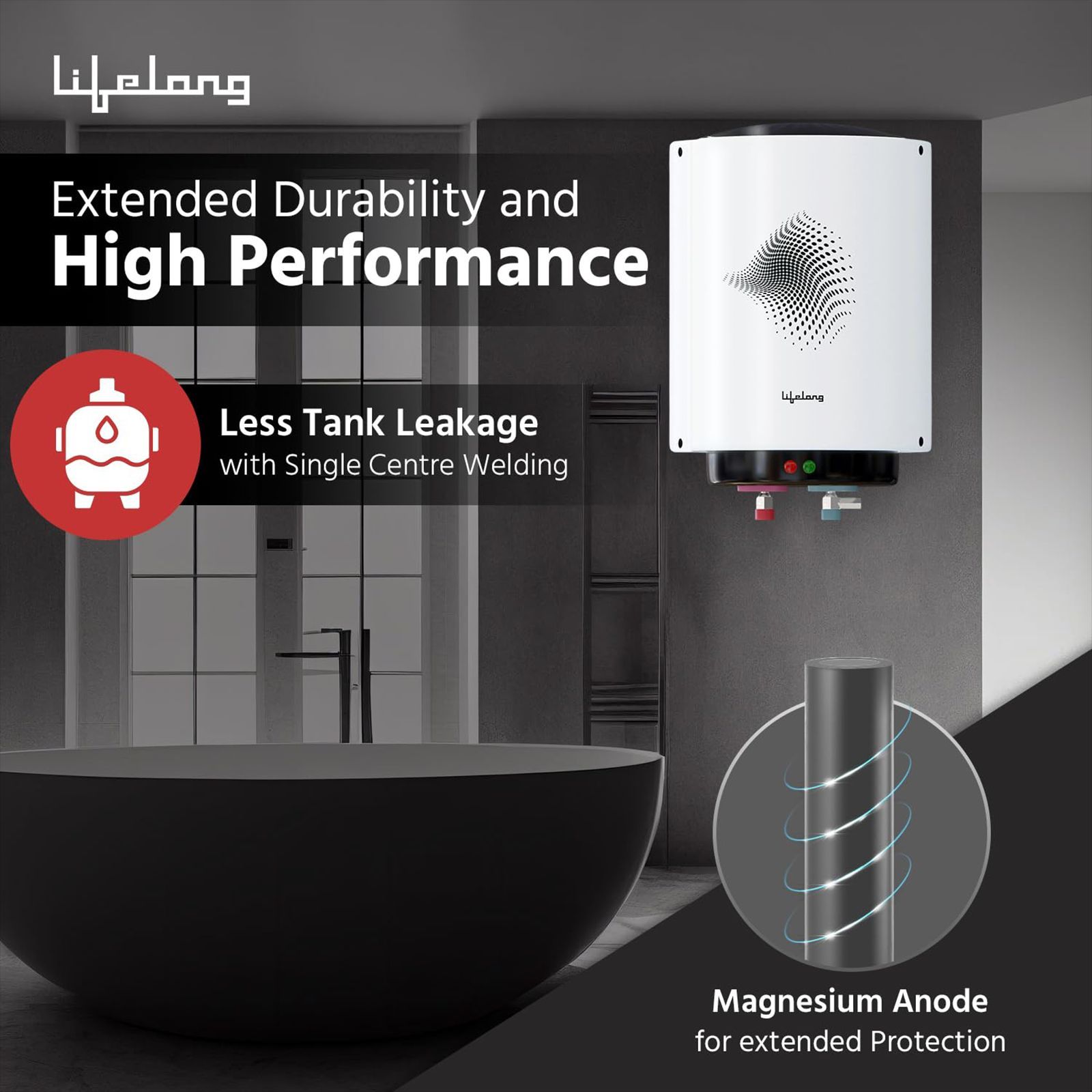 Lifelong 15 Litre 3 Star Vertical Mount Storage Geyser with Magnesium Anode Protection (White)_4