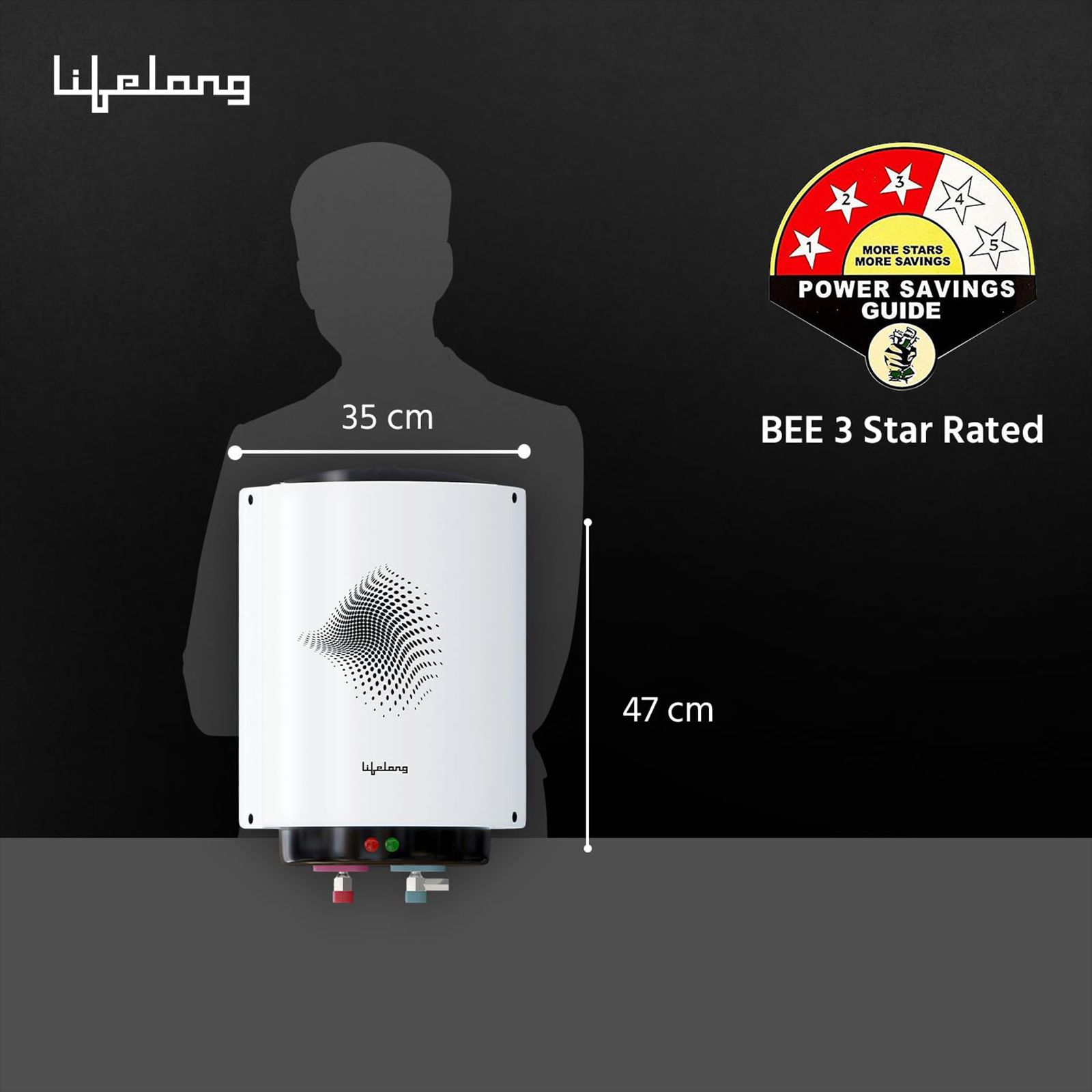 Lifelong 15 Litre 3 Star Vertical Mount Storage Geyser with Magnesium Anode Protection (White)_7