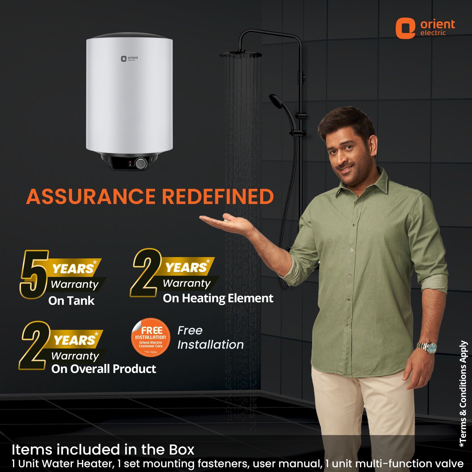 Orient Maverick 10 Litre 5 Star Vertical Storage Geyser with 5 Level Safety Shield (Grey)_4