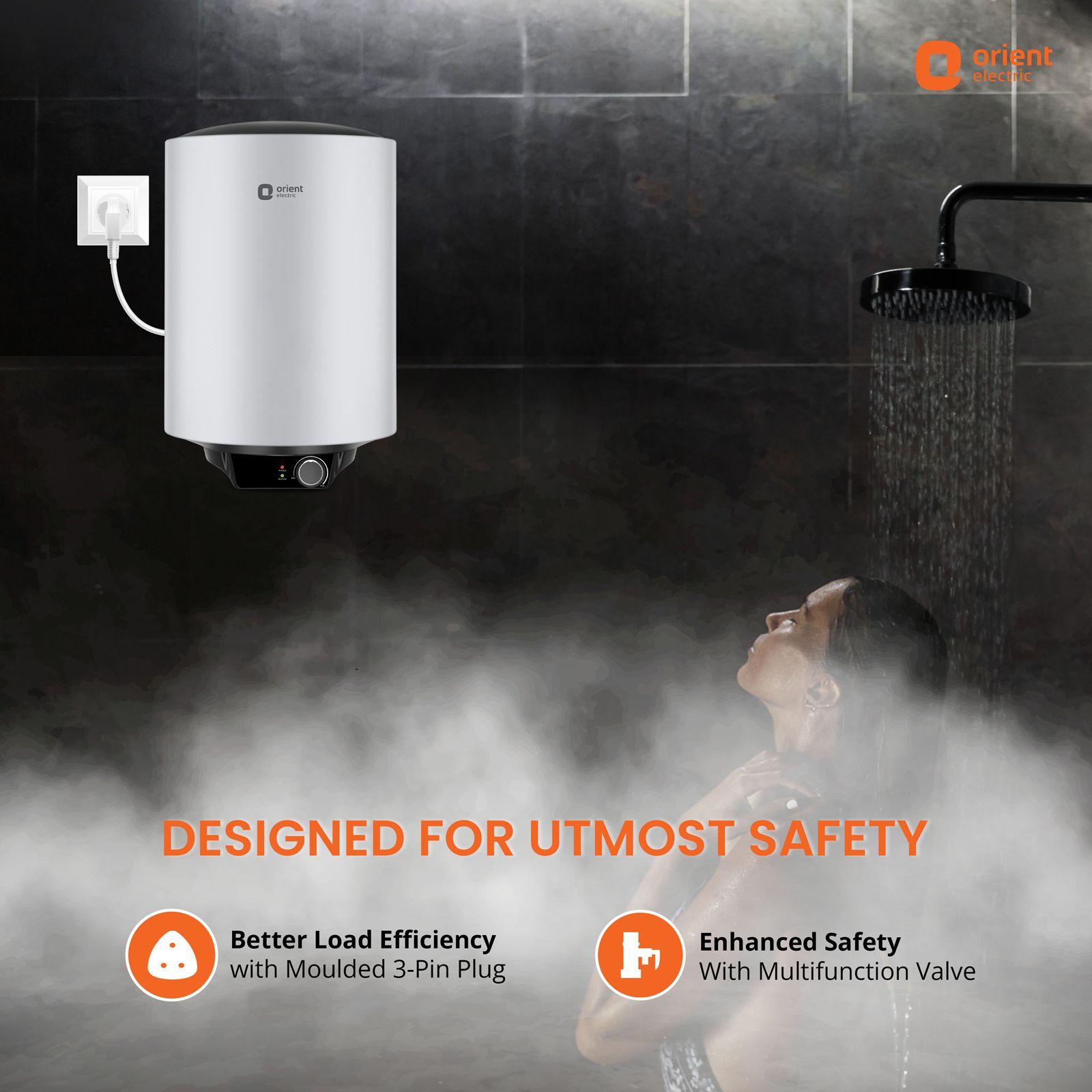 Orient Maverick 10 Litre 5 Star Vertical Storage Geyser with 5 Level Safety Shield (Grey)_6