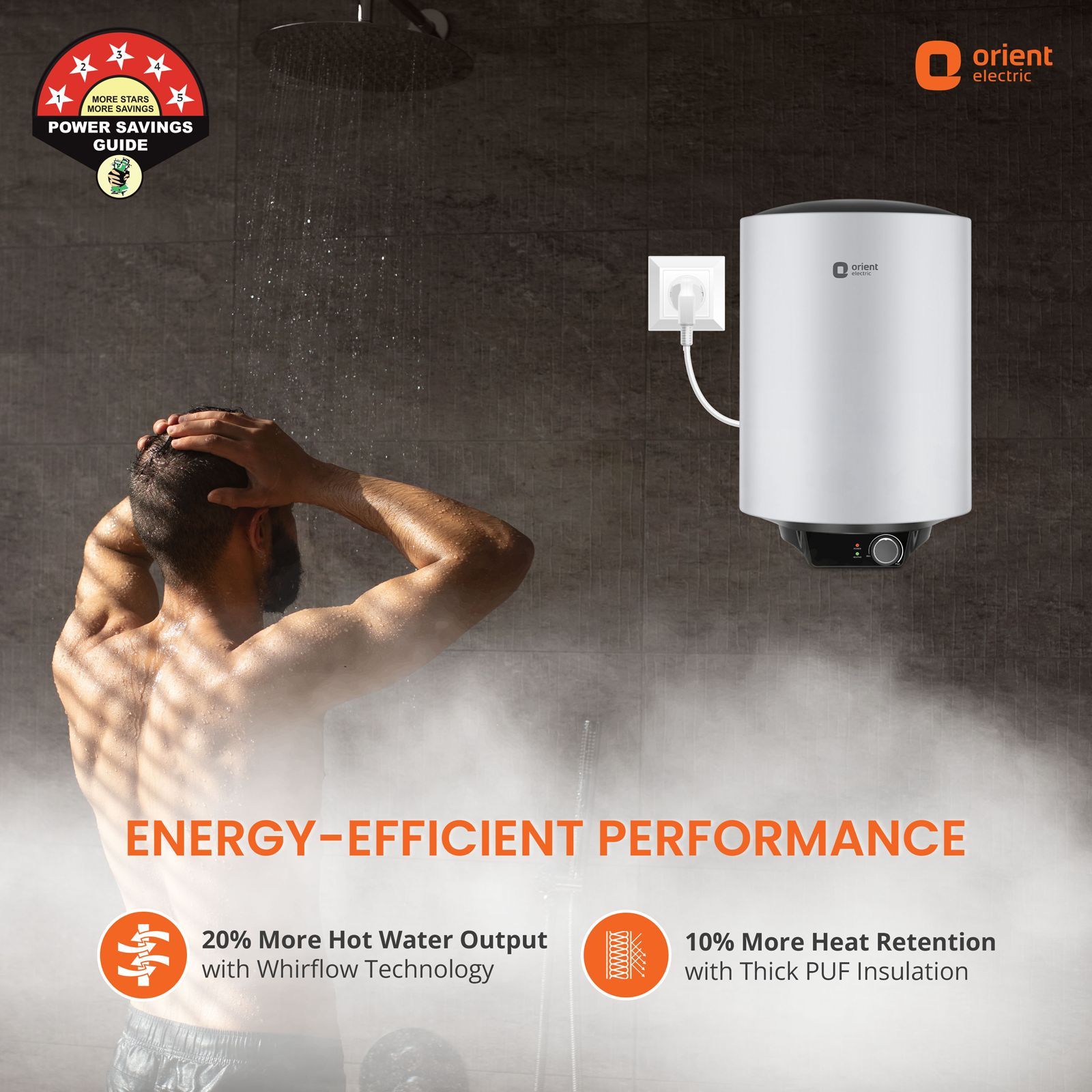 Orient Maverick 25 Litre 5 Star Vertical Storage Geyser with Whirlflow Technology (Grey)_6