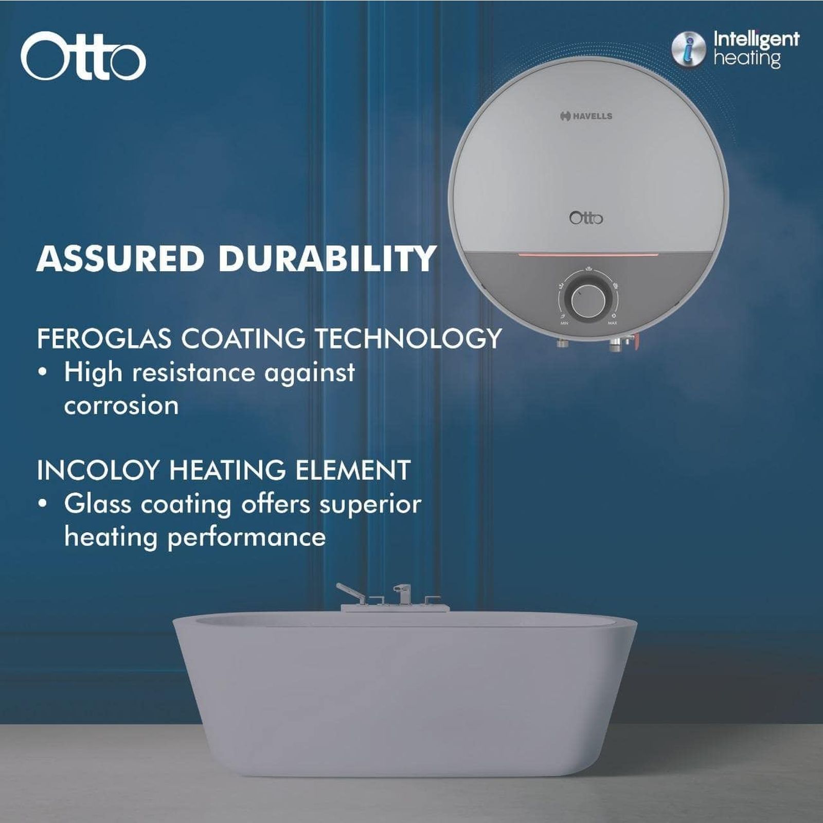 HAVELLS Otto 10 Litre 5 Star Vertical Storage Geyser with Whirl Flow Technology (Silver Grey)_7