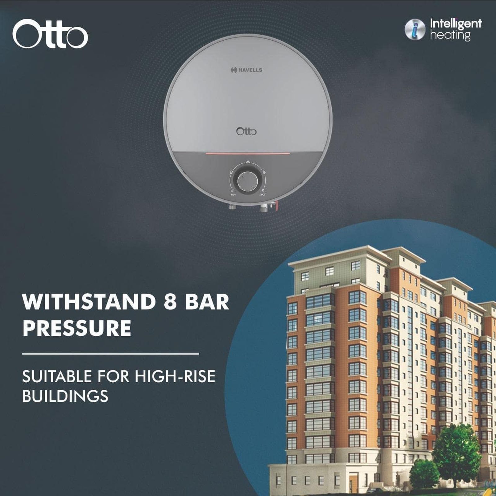 HAVELLS Otto 10 Litre 5 Star Vertical Storage Geyser with Whirl Flow Technology (Silver Grey)_8