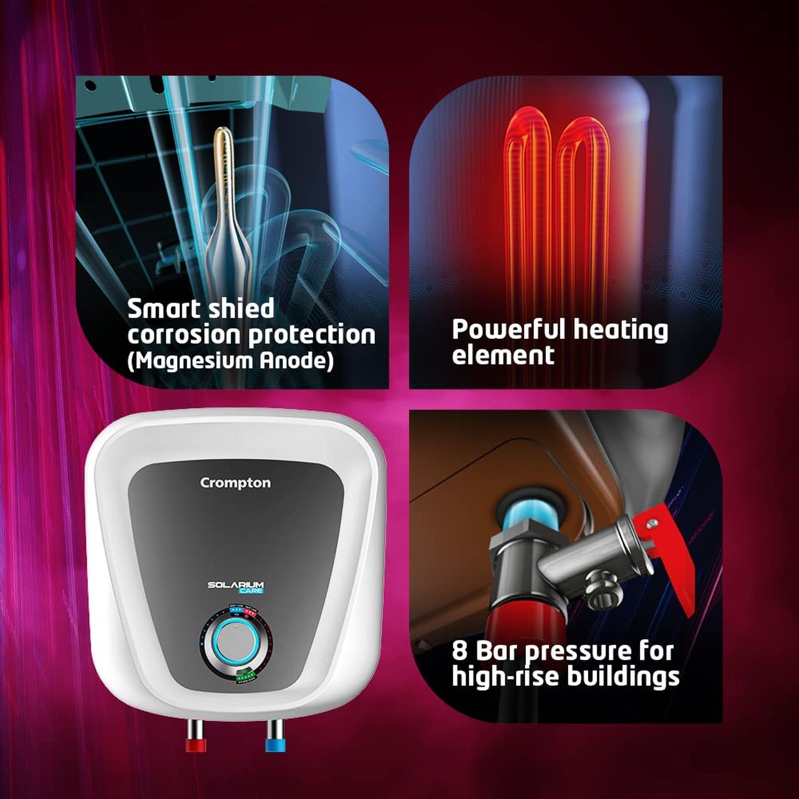 Crompton Solarium Care 25 Litre 5 Star Vertical Storage Geyser with Powerful Heating Element (White)_4