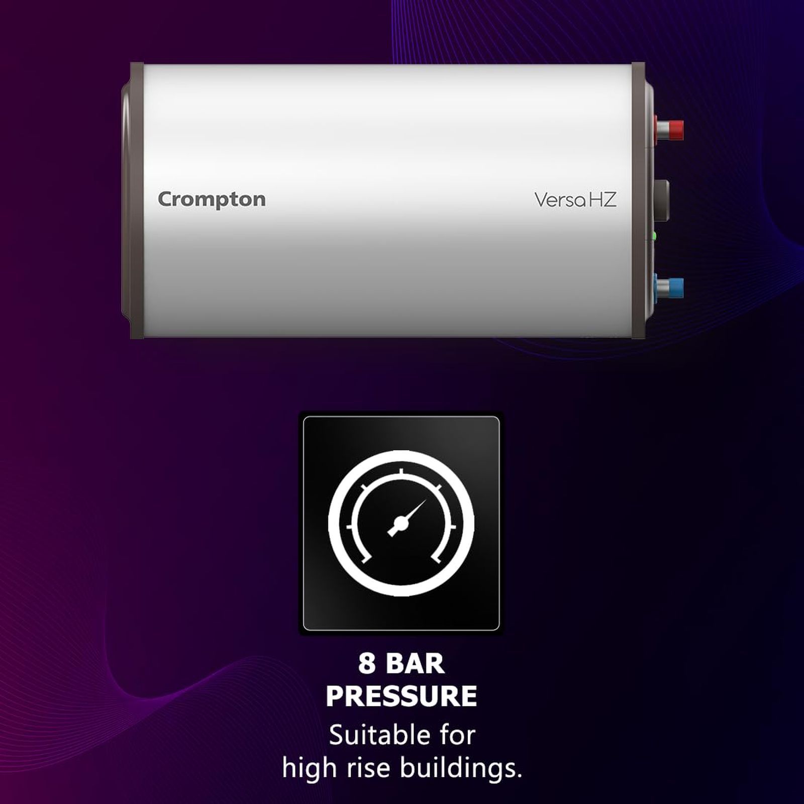 Crompton Versa Hz RHS 10 Litre 3 Star Horizontal Storage Geyser with Powerful Heating Element (Ivory)_3