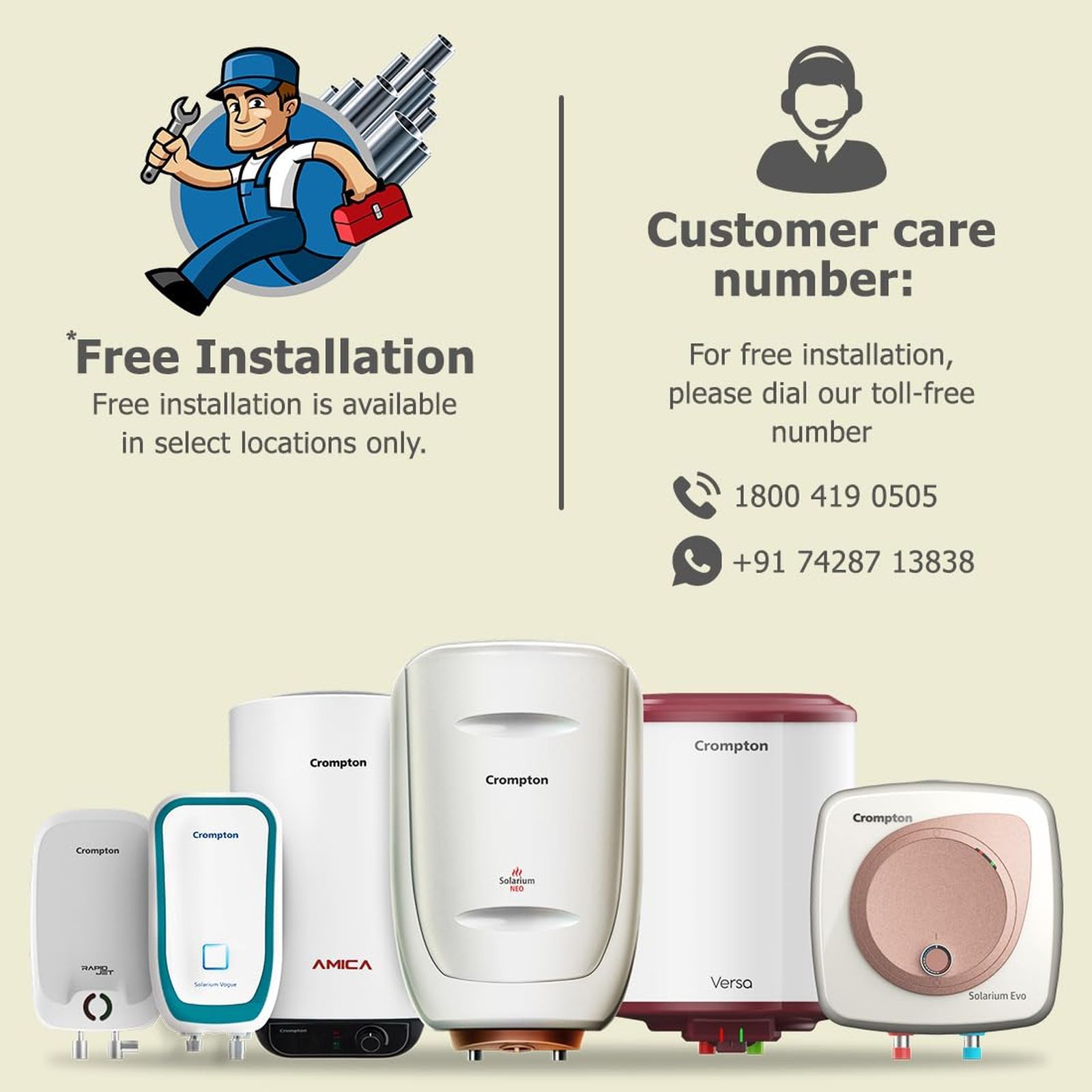 Crompton Versa Hz RHS 25 Litre 3 Star Horizontal Storage Geyser with Powerful Heating Element (White)_3