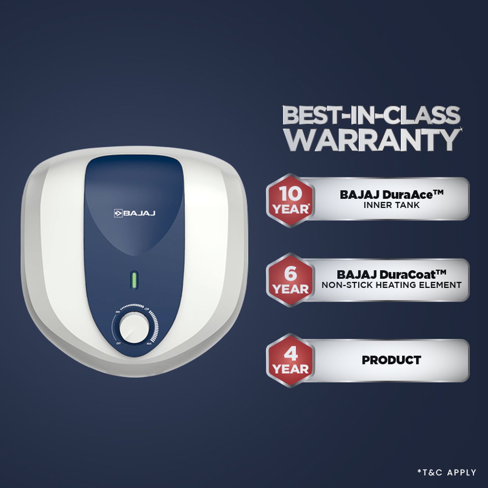 BAJAJ Armor Series Pentacle 10 Litre 5 Star Vertical Storage Geyser with Swirl Flow Technology (White and Blue)_12