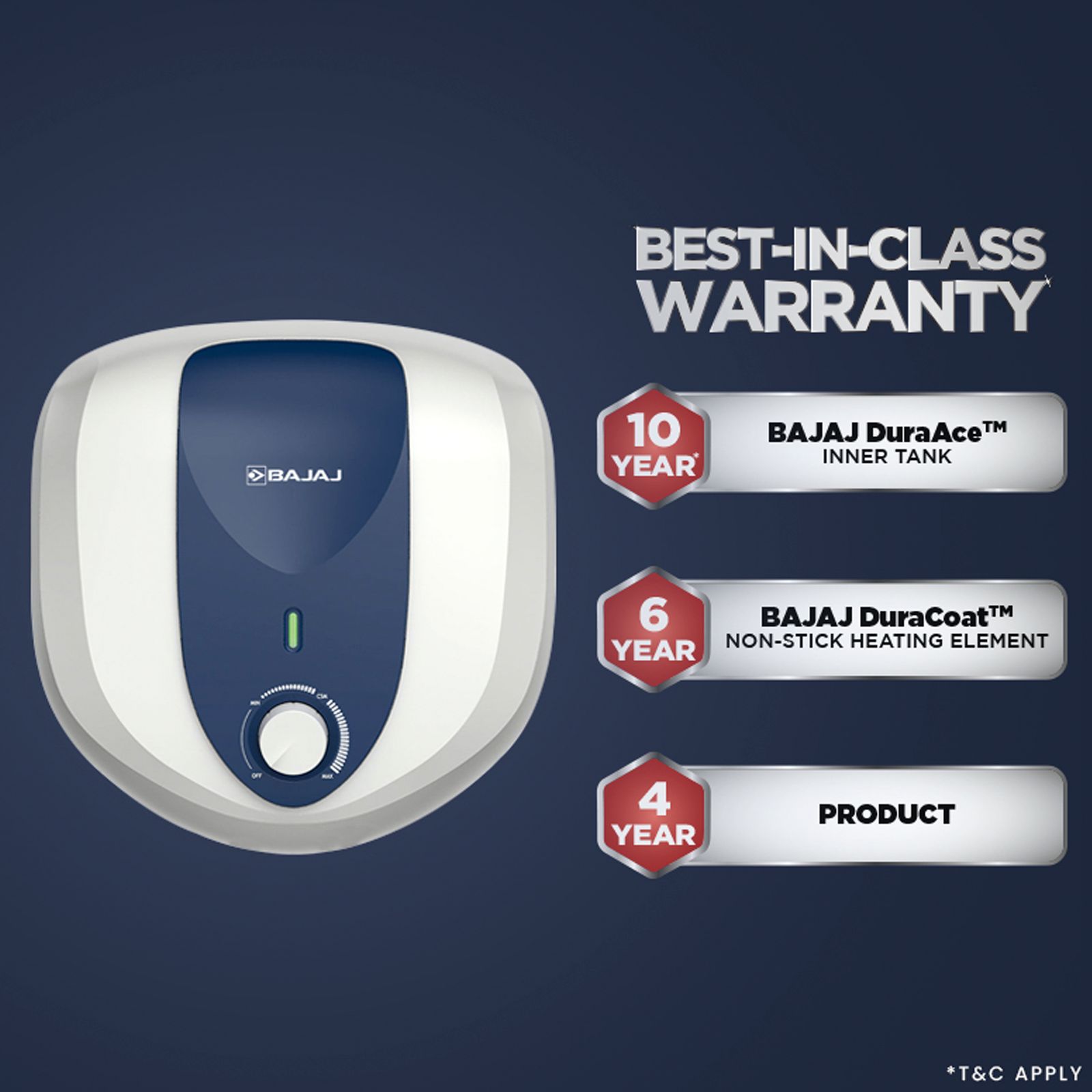 BAJAJ Armor Series Pentacle 25 Litre 5 Star Vertical Storage Geyser with Swirl Flow Technology (White and Blue)_11