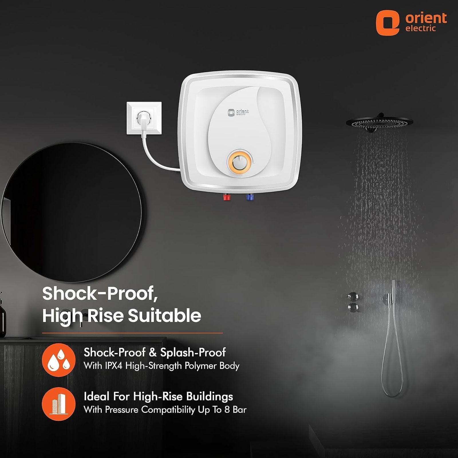 Orient Fontus Quad Plus 15 Litre 5 Star Vertical Storage Geyser with Ultra Diamond Glassline Tank (White)_6