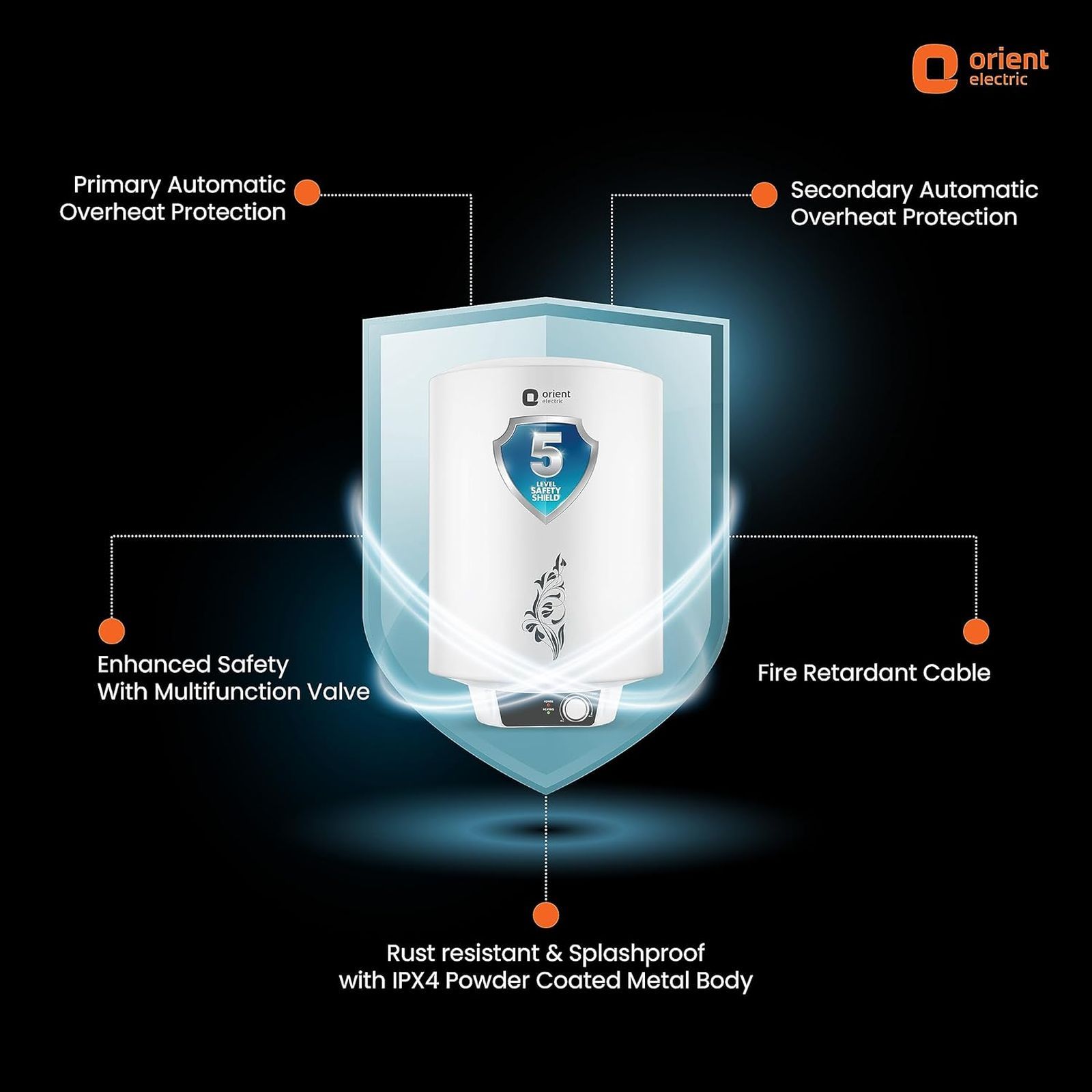 Orient Urja Plus 10 Litre 4 Star Vertical Storage Geyser with Glassline Coated Steel Tank (White and Black)_8