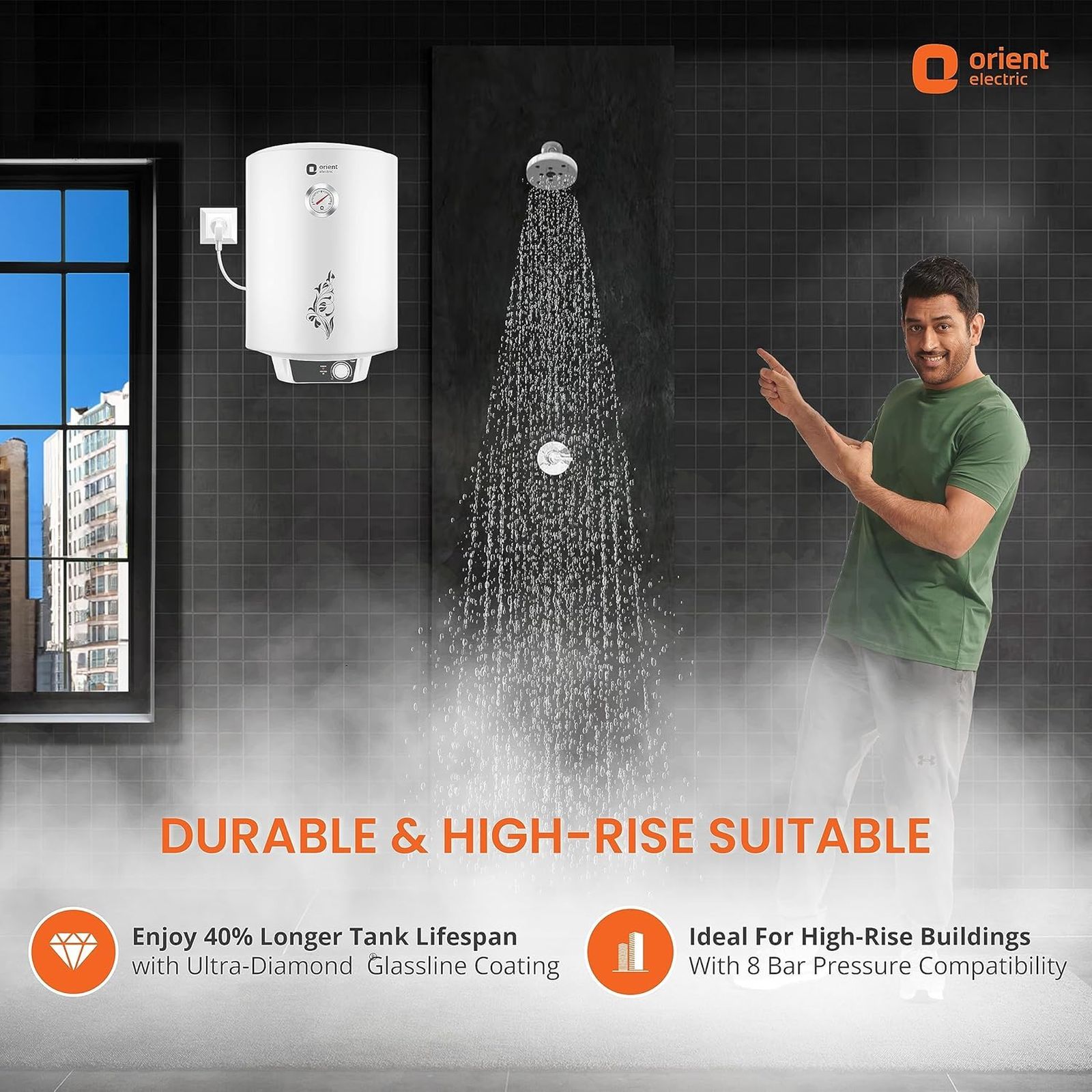 Orient Urja Plus 10 Litre 4 Star Vertical Storage Geyser with Glassline Coated Steel Tank (White and Black)_4