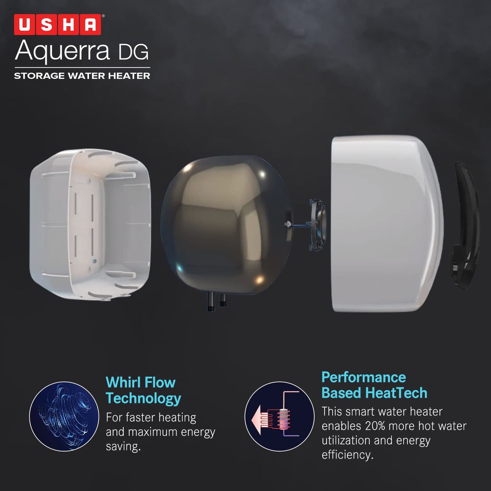 USHA Aquerra DG 15 Litre 5 Star Vertical Storage Geyser with Thermal Cutoff (White)_6