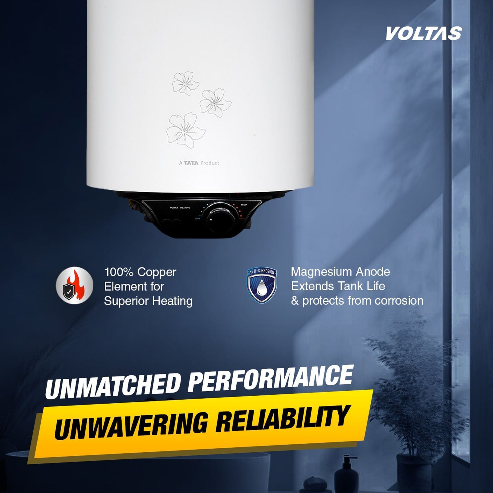 VOLTAS Aqua M 25 Litre 5 Star Vertical Storage Geyser with Quartzline Coating (Grey)_8