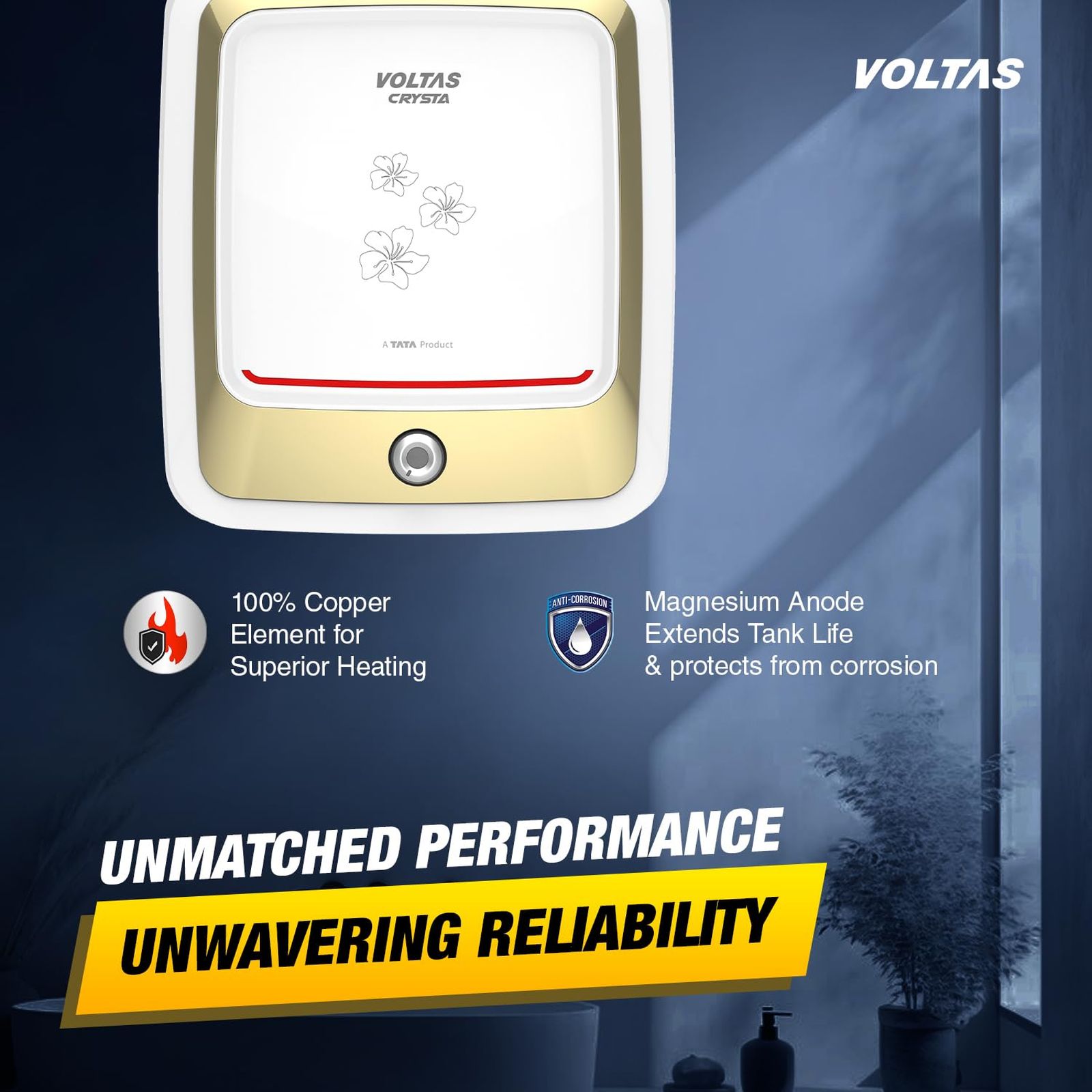 VOLTAS Crysta 15 Litre 5 Star Vertical Storage Geyser with Smart Thermostat Technology (White)_6