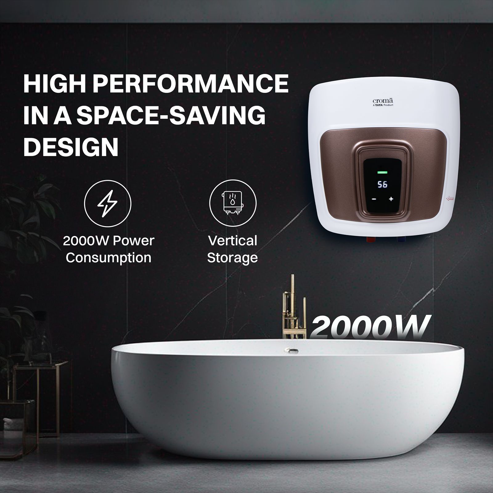 Croma AV5112 10 Litres 5 Star Vertical Storage Geyser with LED Display (White)_13