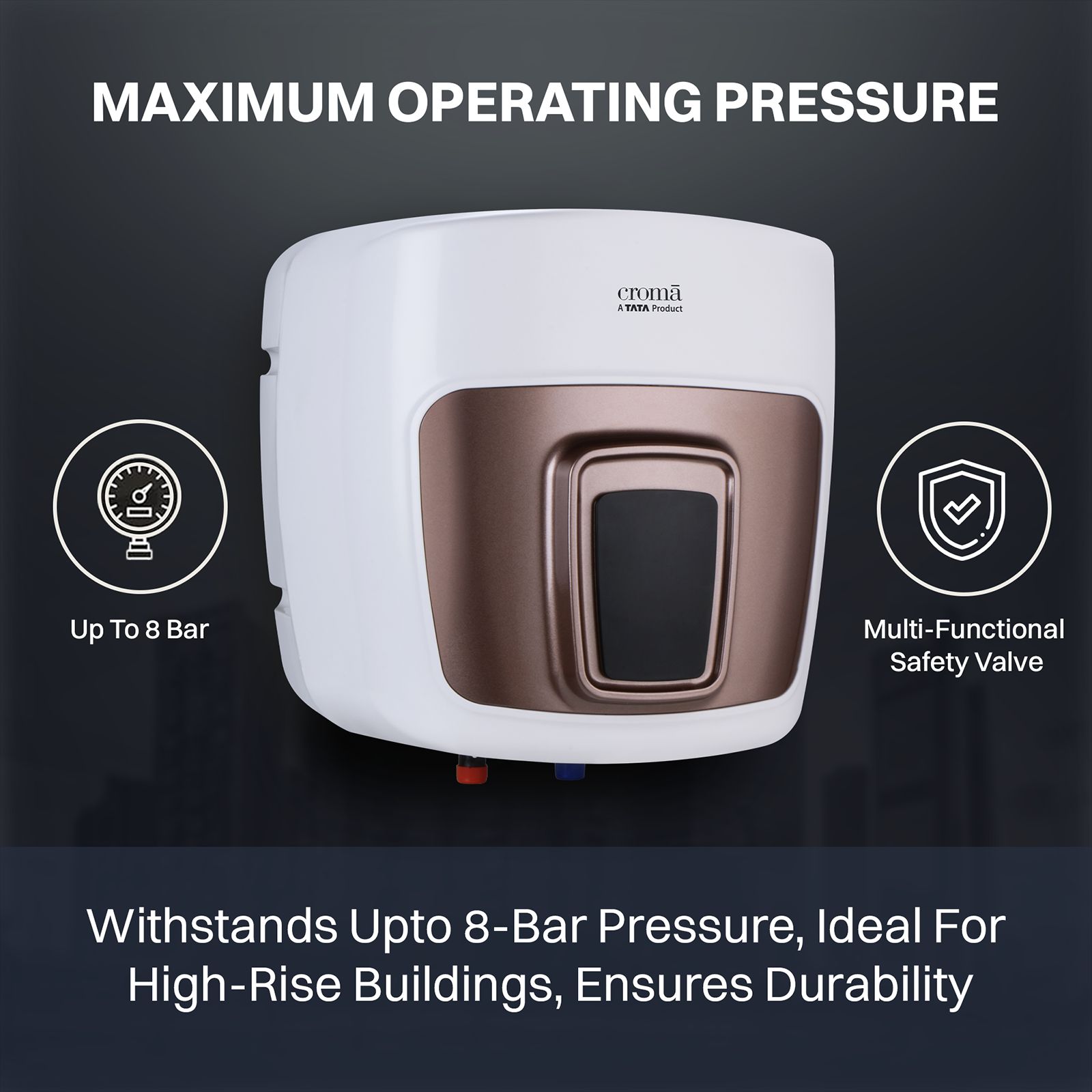 Croma AV5113 15 Litres 5 Star Vertical Storage Geyser with LED Display (White)_12