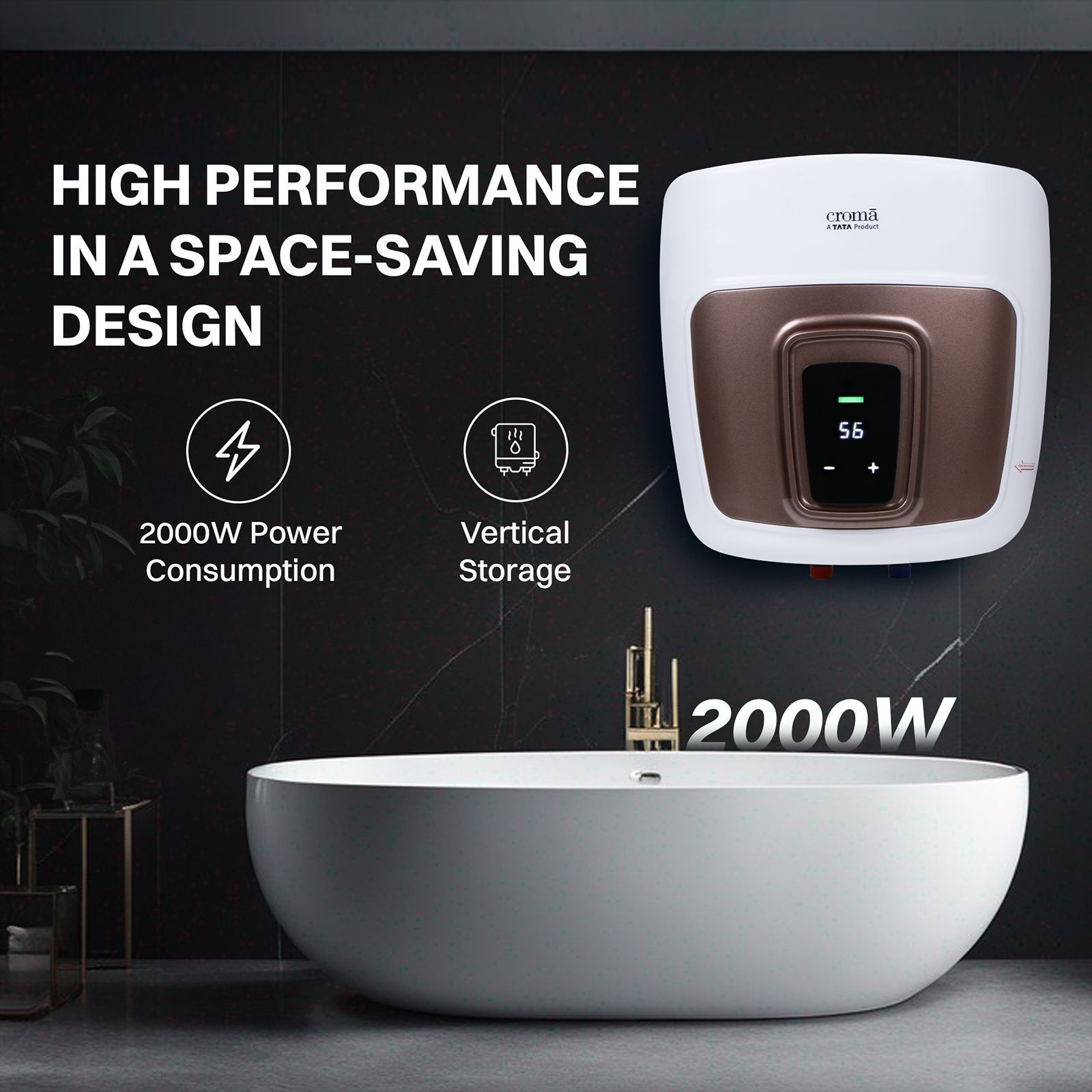 Croma AV5114 25 Litres 5 Star Vertical Storage Geyser with LED Display (White)_13