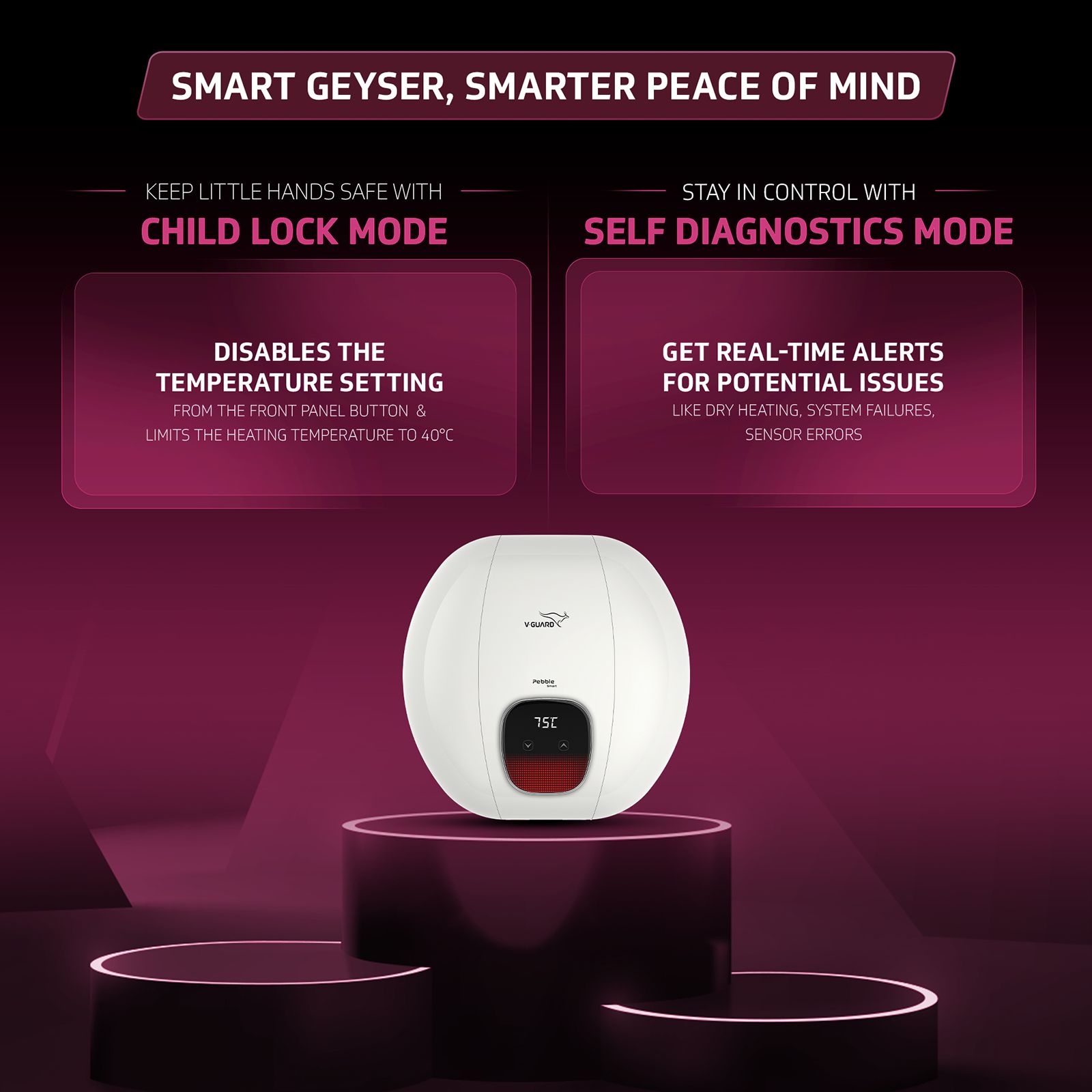 V-Guard Pebble Smart 15 Litre 5 Star Vertical Smart Geyser with Alexa & Google Assistant Compatibility (White)_8