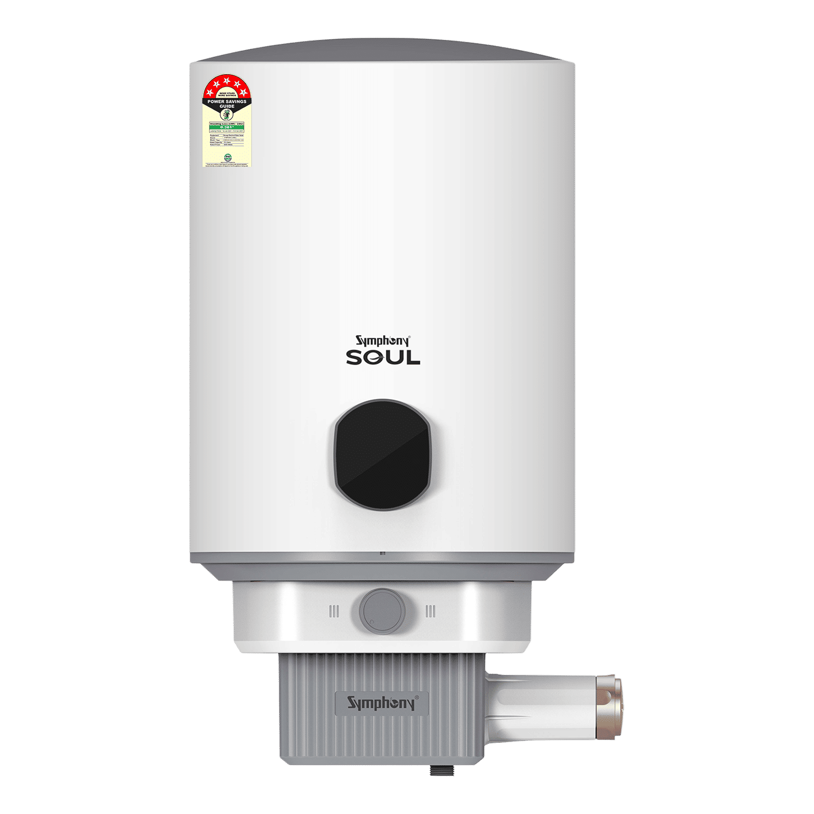 Symphony Soul 15 Litre 5 Star Vertical Storage Geyser with Hair Fall Control (White & Grey)_1