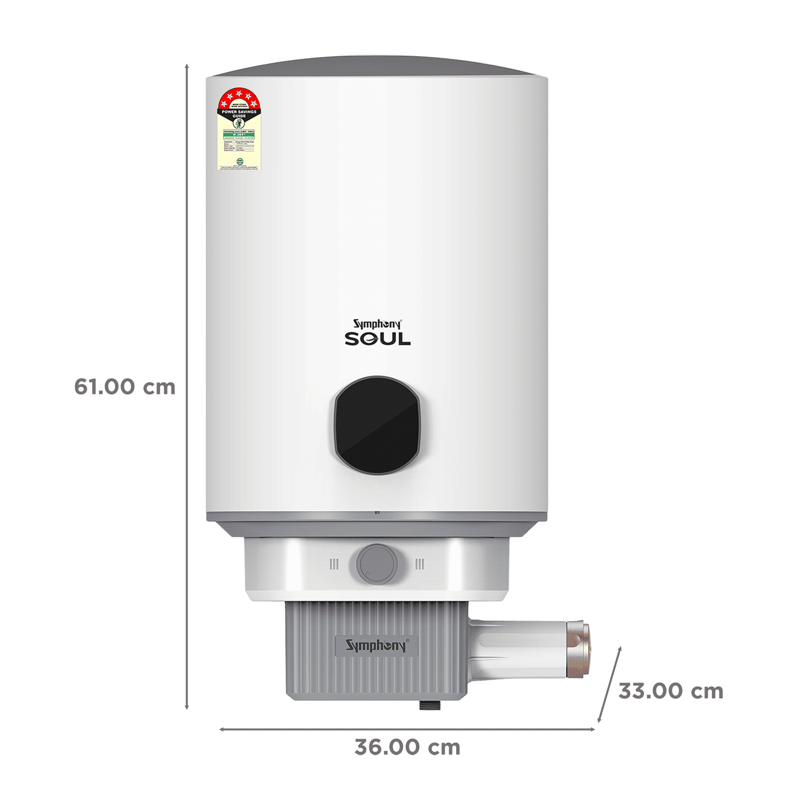 Symphony Soul 15 Litre 5 Star Vertical Storage Geyser with Hair Fall Control (White & Grey)_2