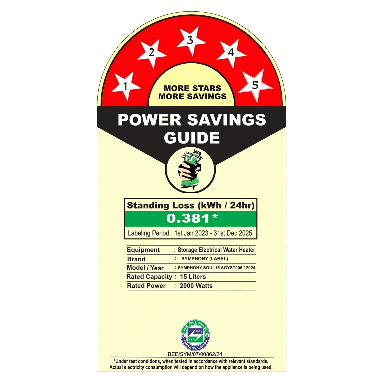 Symphony Soul 15 Litre 5 Star Vertical Storage Geyser with Hair Fall Control (White & Grey)_2