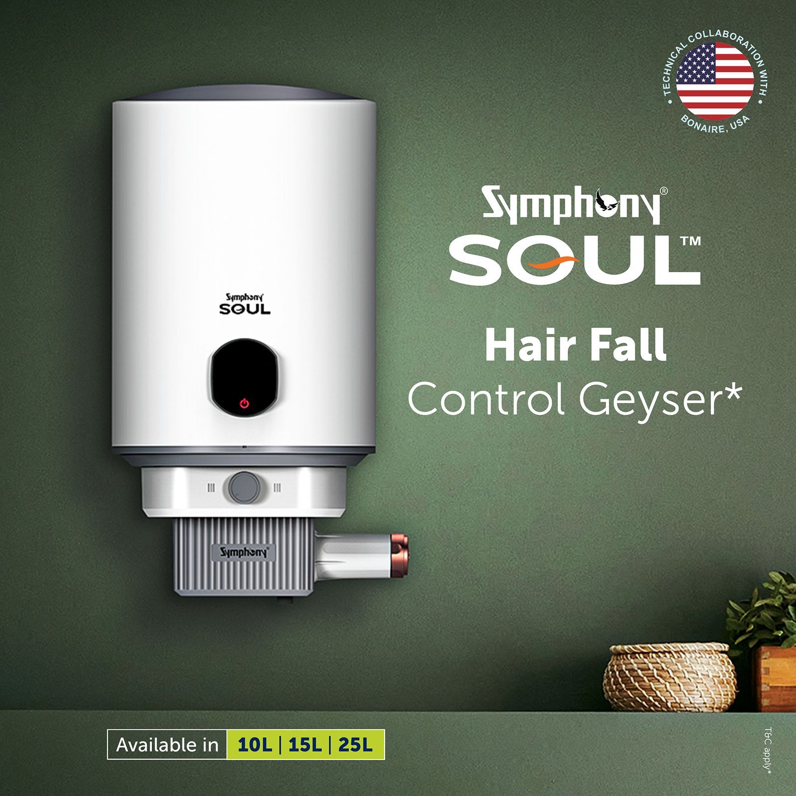 Symphony Soul 15 Litre 5 Star Vertical Storage Geyser with Hair Fall Control (White & Grey)_3