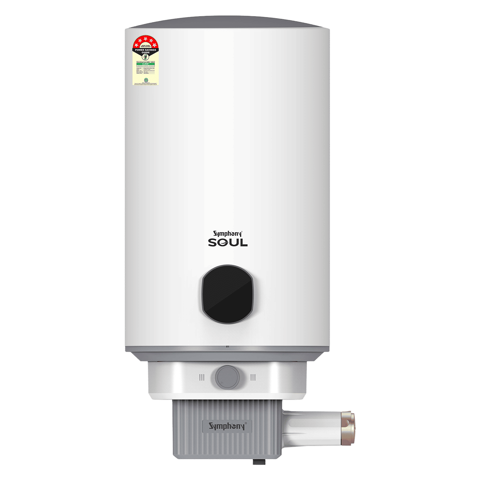 Symphony Soul 25 Litre 5 Star Vertical Storage Geyser with Hair Fall Control (White & Grey)_1