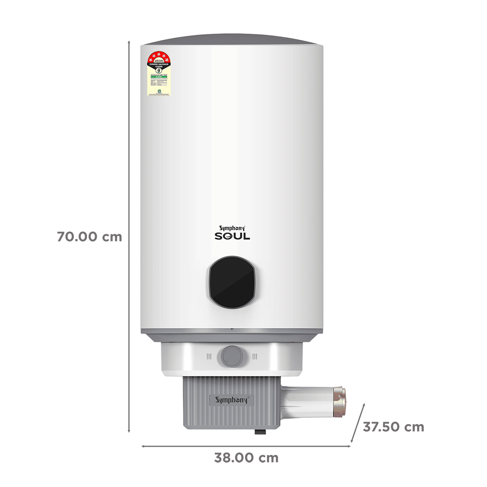 Symphony Soul 25 Litre 5 Star Vertical Storage Geyser with Hair Fall Control (White & Grey)_2