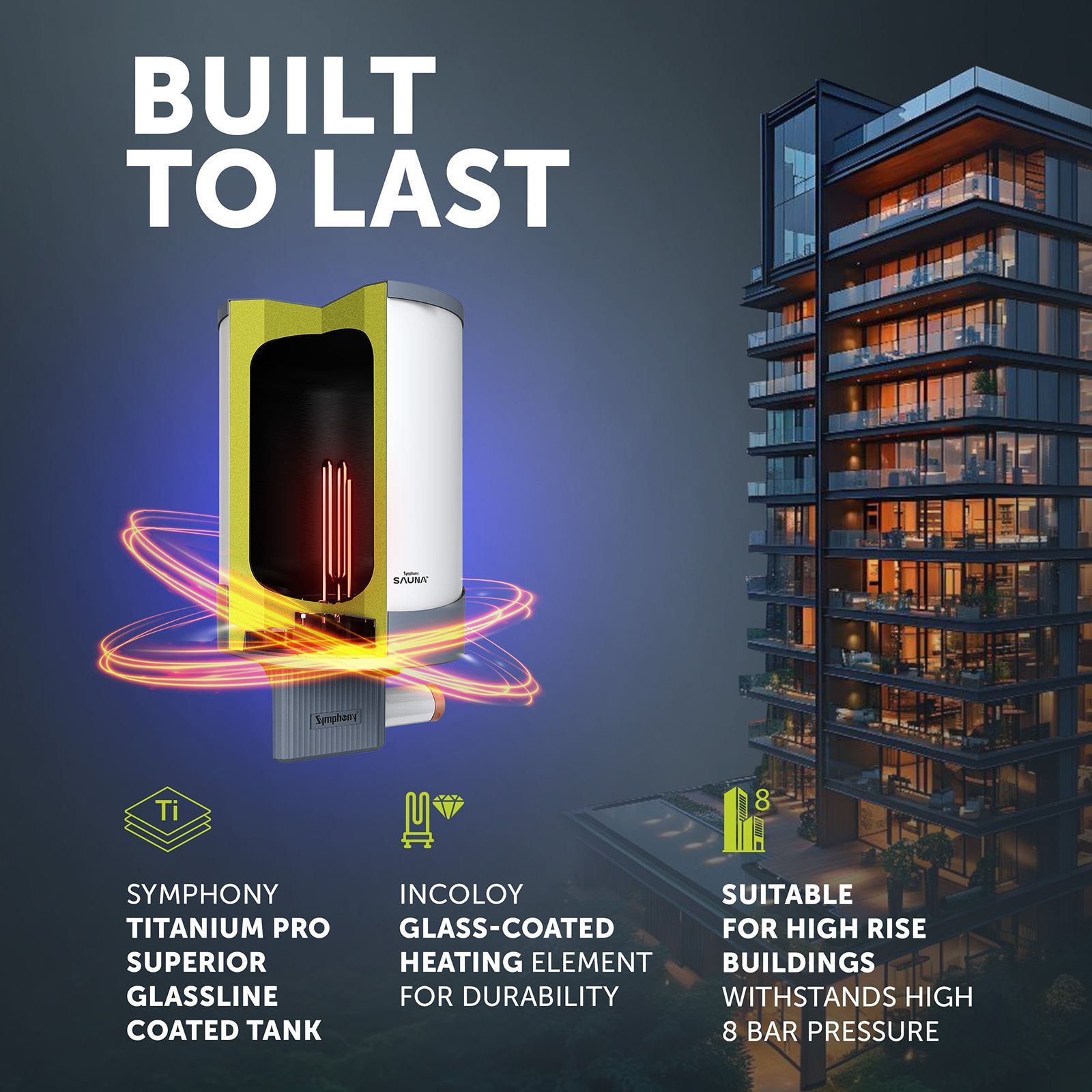 Symphony Sauna 15 Litre 5 Star Vertical Storage Geyser with Hair Fall Control (White & Grey)_5