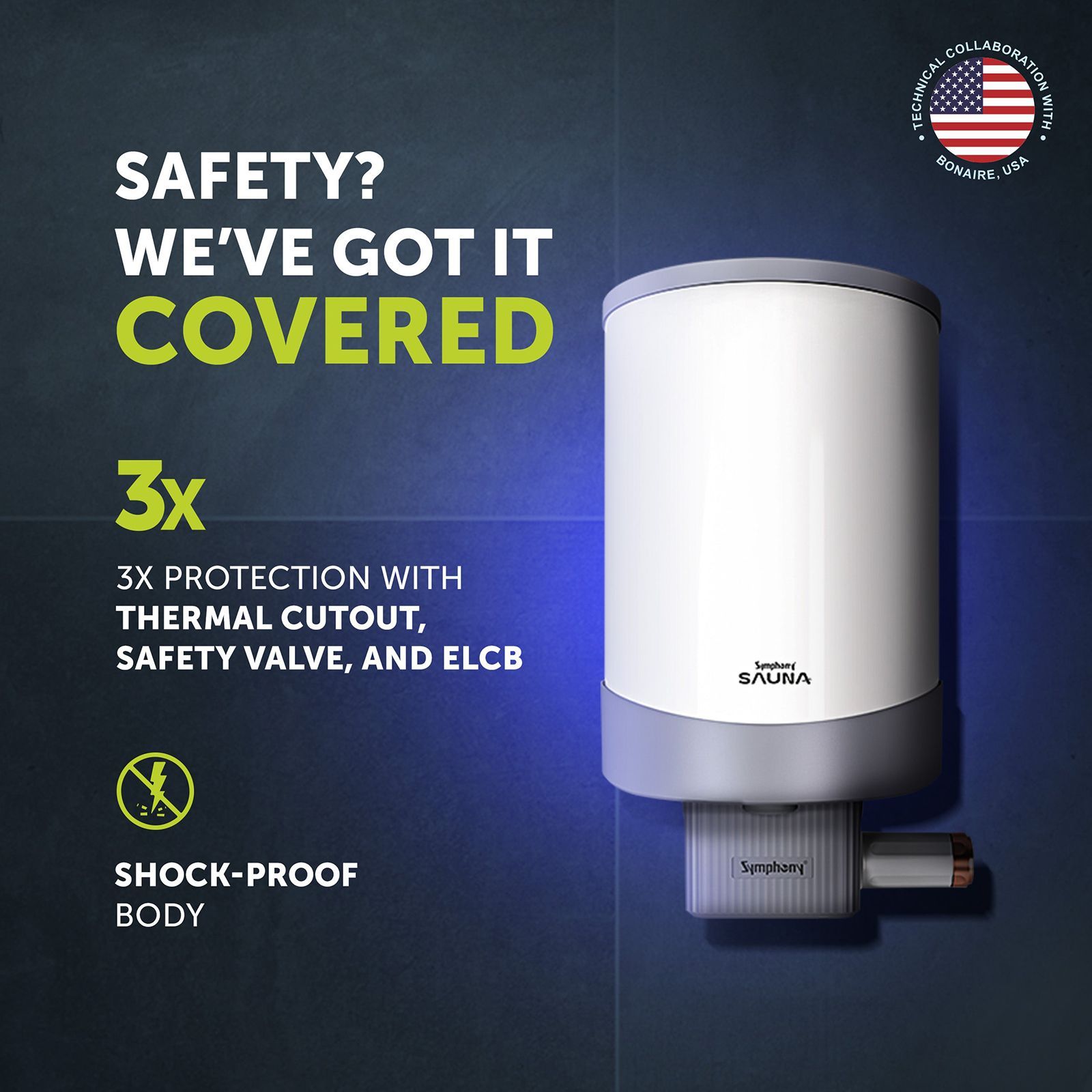 Symphony Sauna 25 Litre 5 Star Vertical Storage Geyser with Hair Fall Control (White & Grey)_4