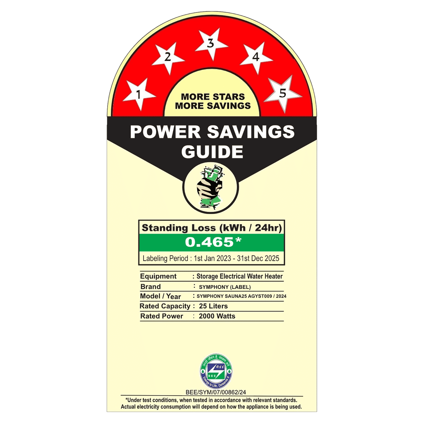 Symphony Sauna 25 Litre 5 Star Vertical Storage Geyser with Hair Fall Control (White & Grey)_2