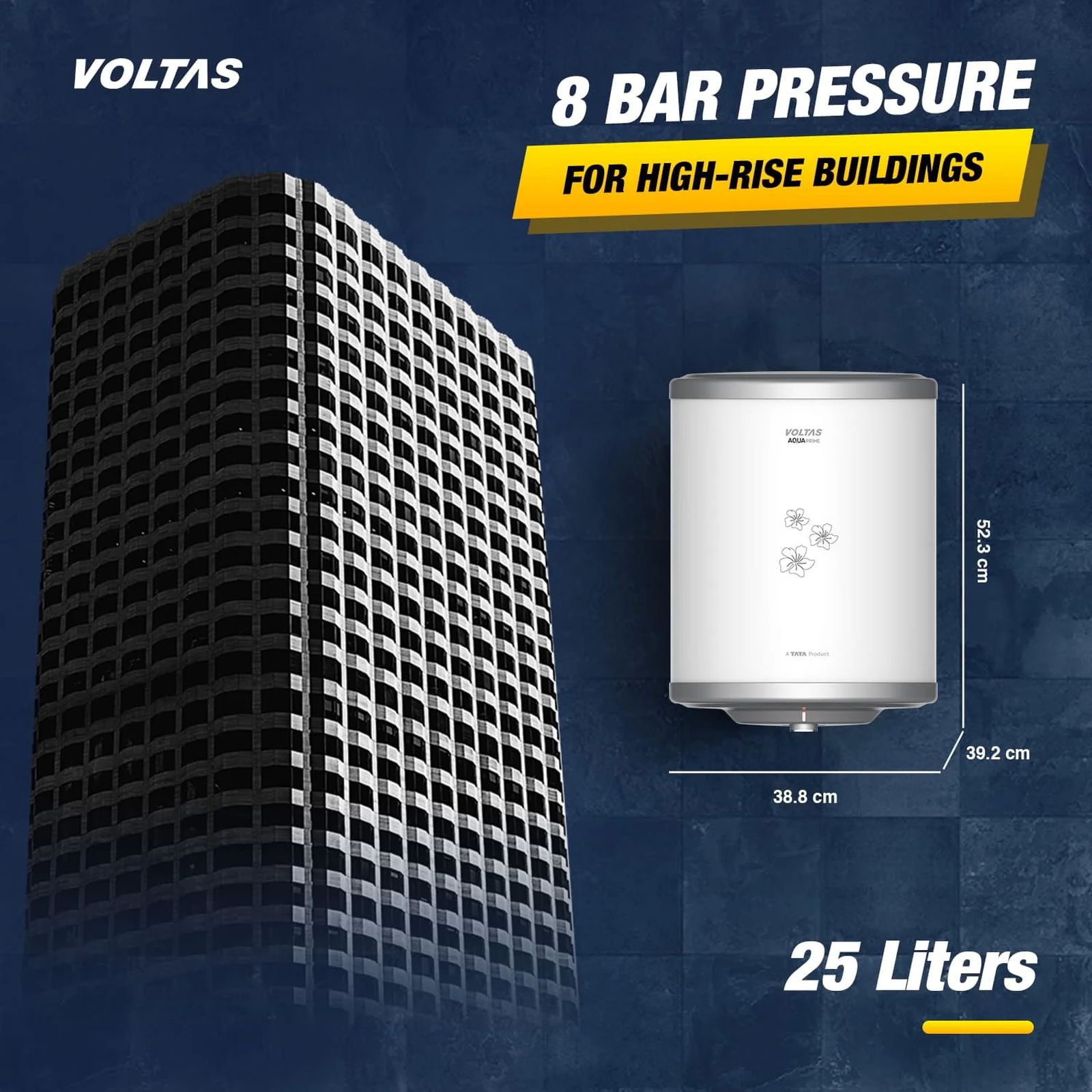 VOLTAS Aqua Prime 25 Litre 4 Star Vertical Storage Geyser with Quartzline Technology (White & Silver) VOLTAS Aqua Prime 25 Litre 4 Star Vertical Storage Geyser with Quartzline Technology (White & Silver)_3