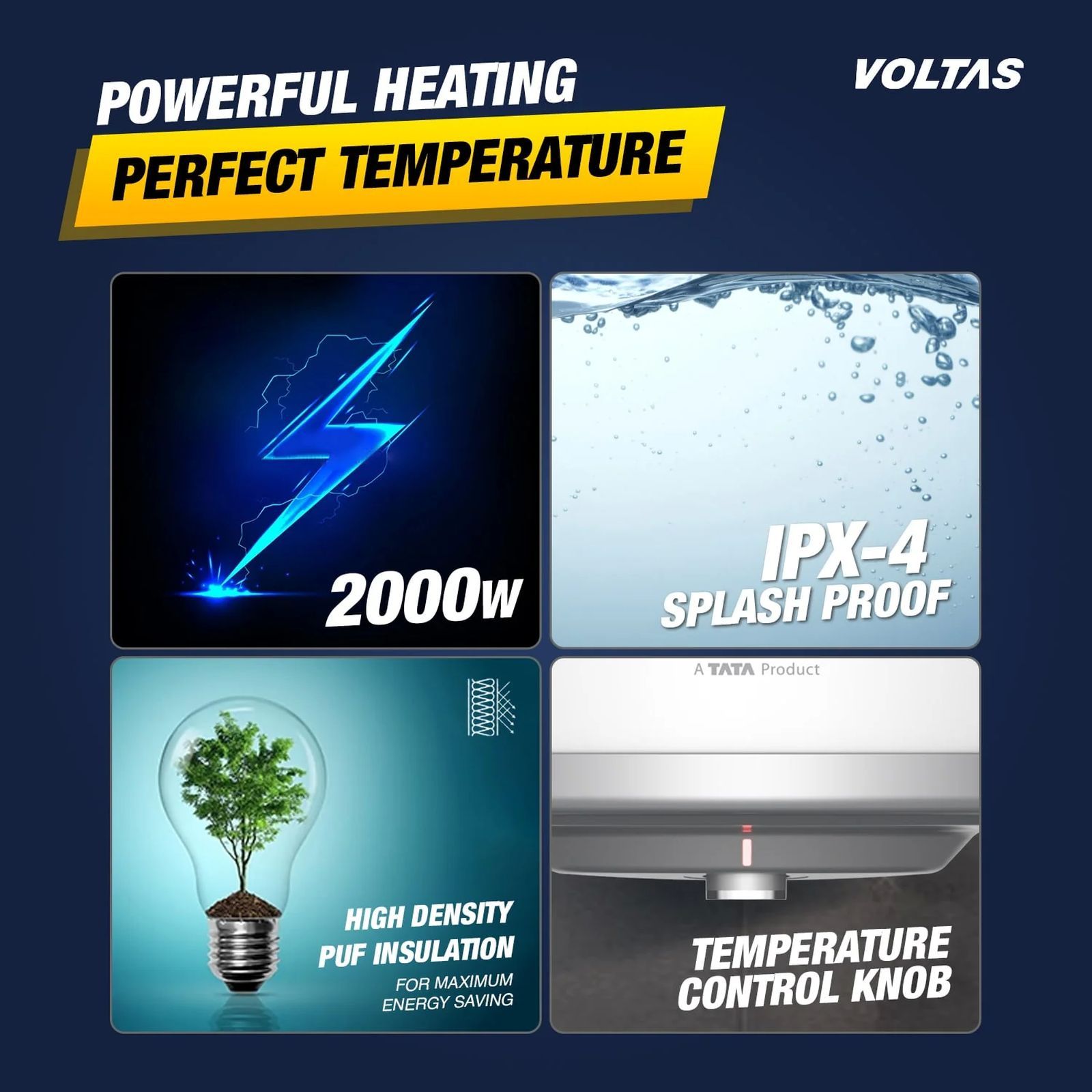 VOLTAS Aqua Prime 25 Litre 4 Star Vertical Storage Geyser with Quartzline Technology (White & Silver) VOLTAS Aqua Prime 25 Litre 4 Star Vertical Storage Geyser with Quartzline Technology (White & Silver)_4